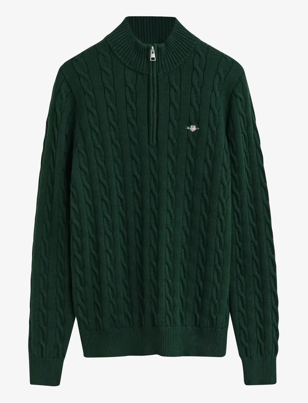 GANT - COTTON CABLE HALF ZIP - stickade tröjor - tartan green - 0