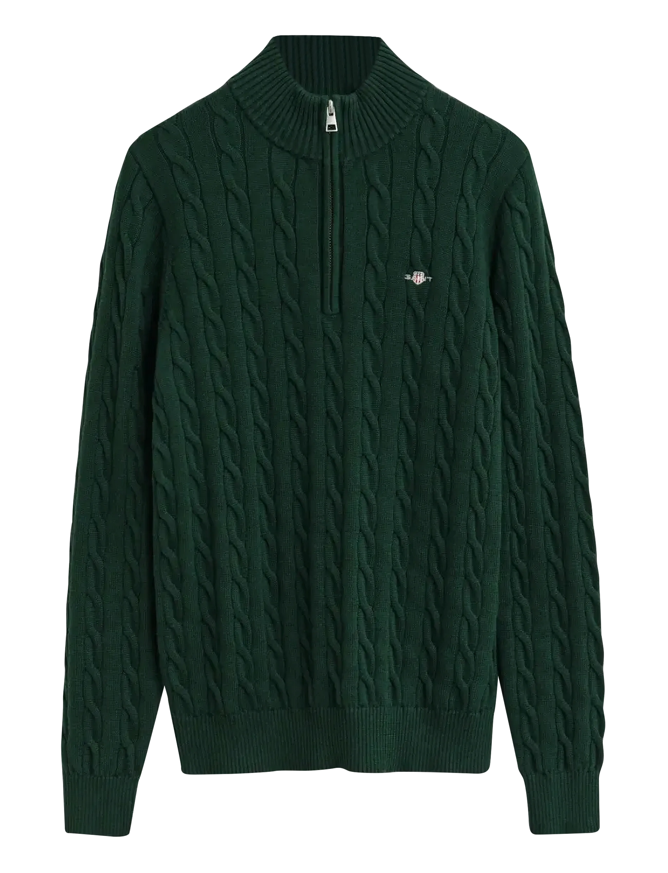 Gant COTTON CABLE HALF ZIP - Strickmode - TARTAN GREEN / green