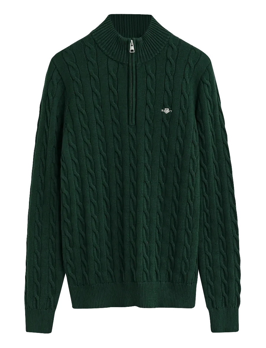 Gant - COTTON CABLE HALF ZIP - pullover - tartan green - 0