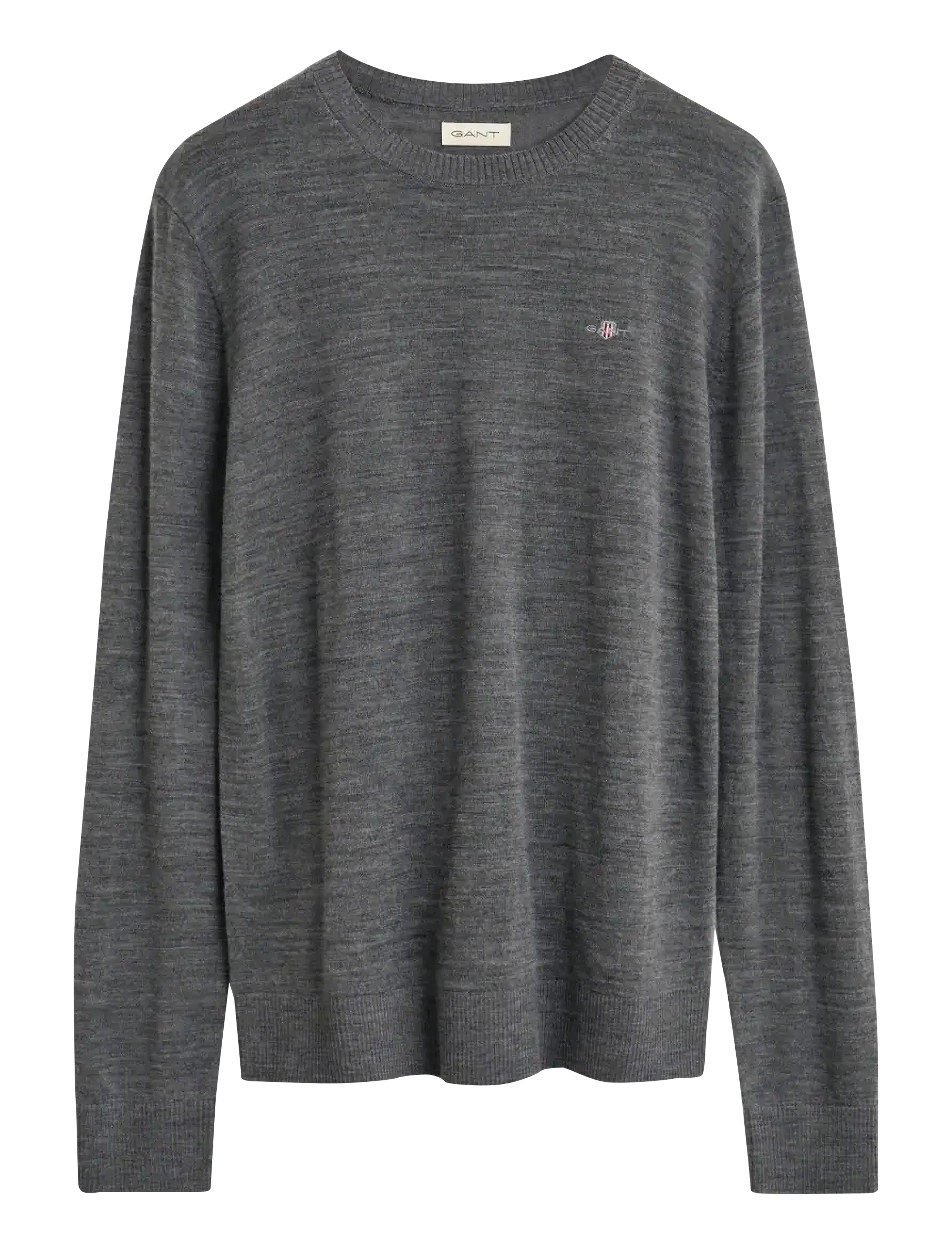 GANT EXTRAFINE MERINO WOOL C-NECK - GANT - CHARCOAL MELANGE / black