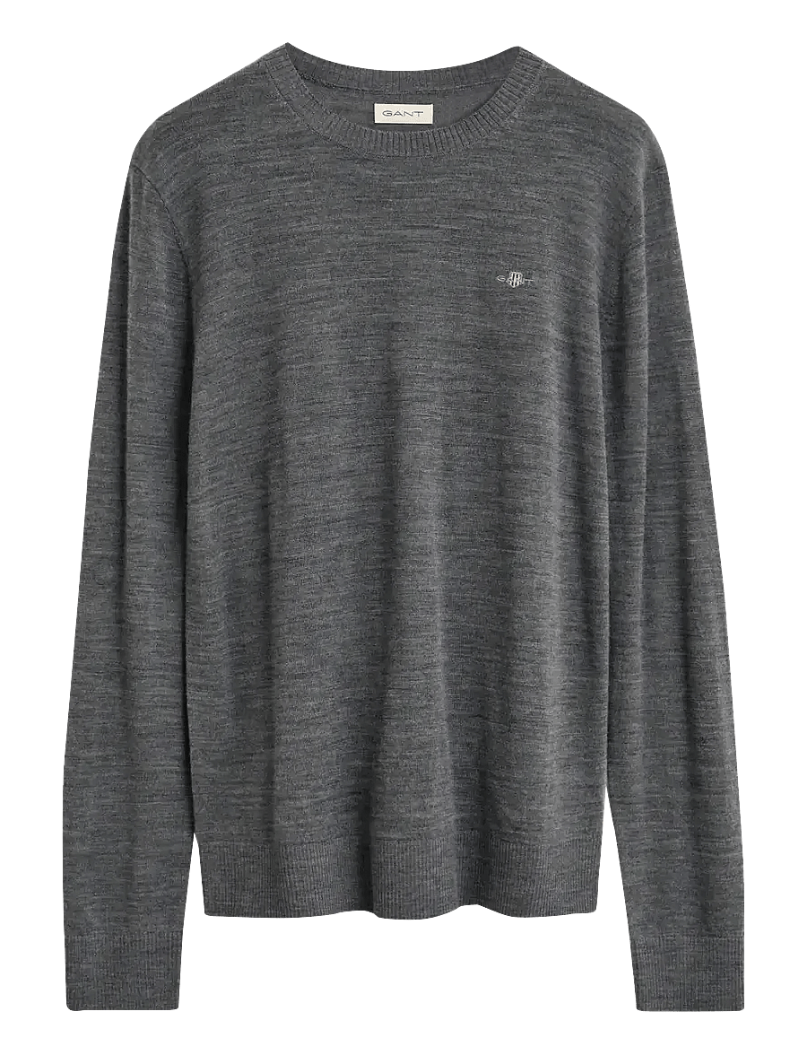 Gant - EXTRAFINE MERINO WOOL C-NECK - trøjer - charcoal melange - 0
