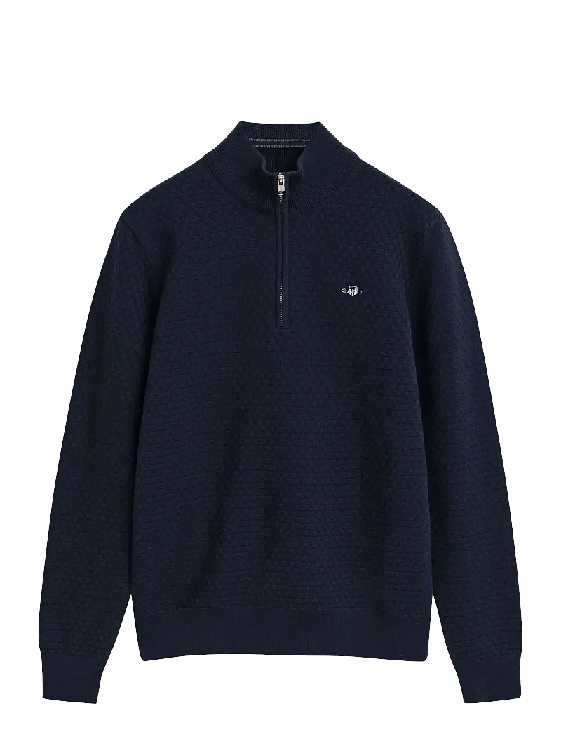 GANT - MICRO TEXTURE HALF ZIP - pikkade varrukatega särgid - evening blue - 0