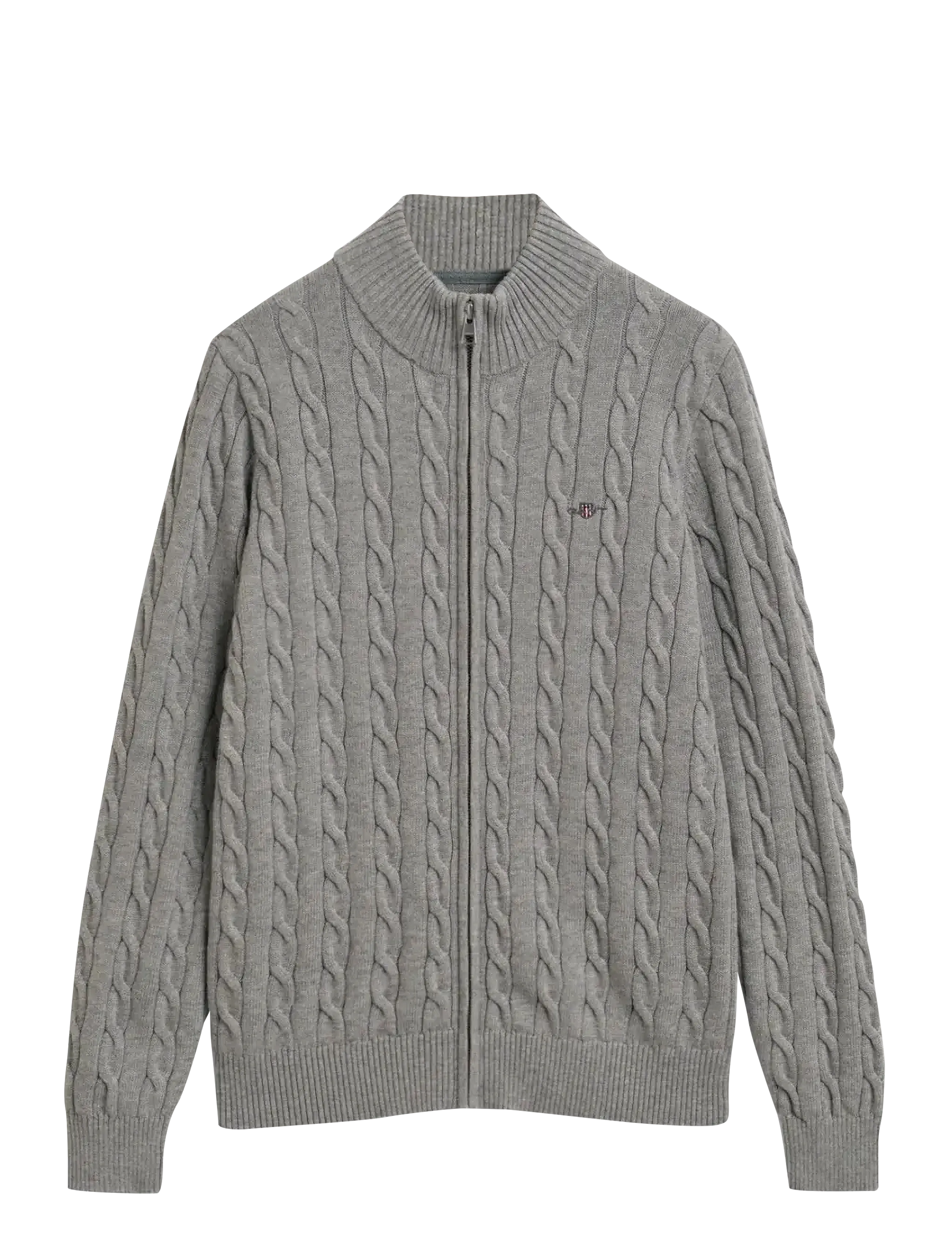 GANT COTTON CABLE FULL ZIP CARDIGAN - Pluusid - GREY MELANGE / multi