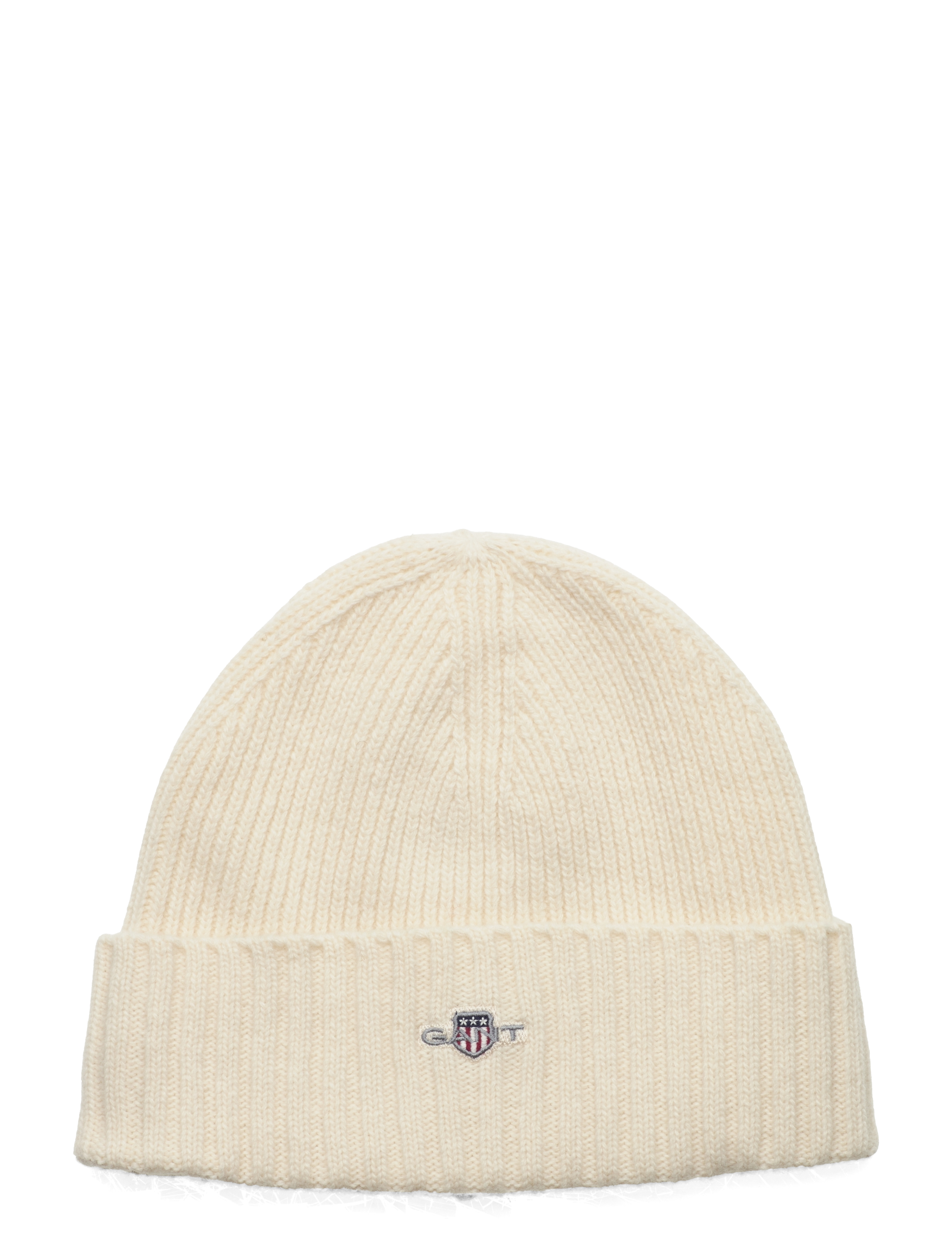Gant Unisex. Shield Wool Beanie, One Size, Cream, Hovedbeklædning > Huer, Herre