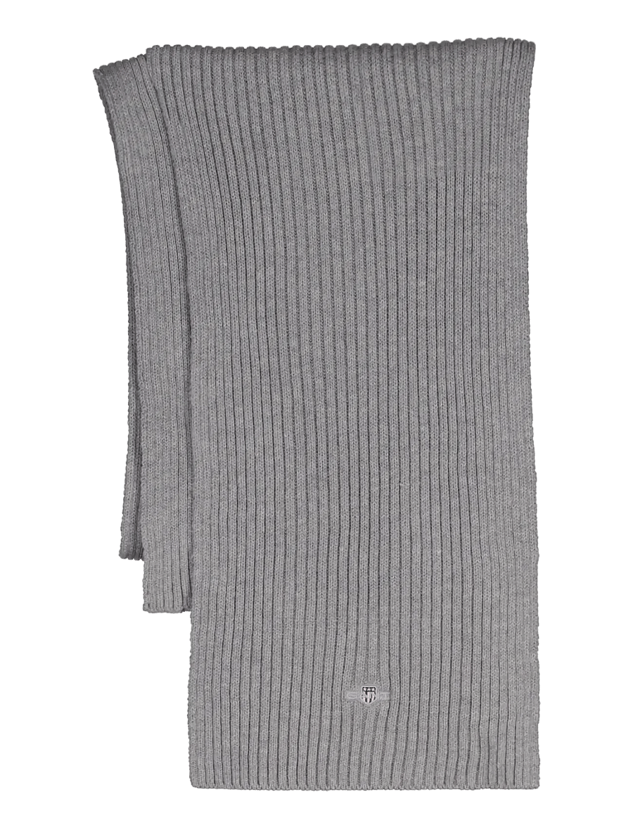 Gant - COTTON BLEND LOGO SCARF - winter scarves - grey melange - 0
