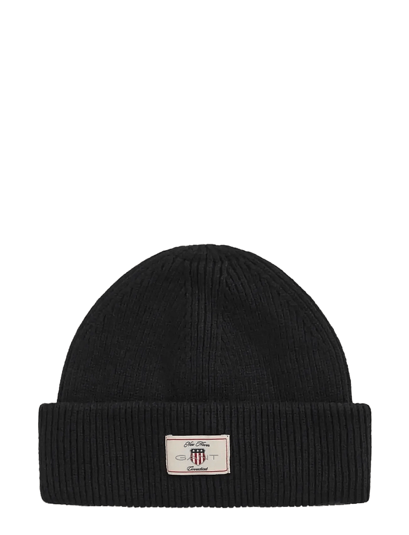 GANT - COTTON BLEND RIBBED BEANIE - shoppa efter tillfälle - black - 1