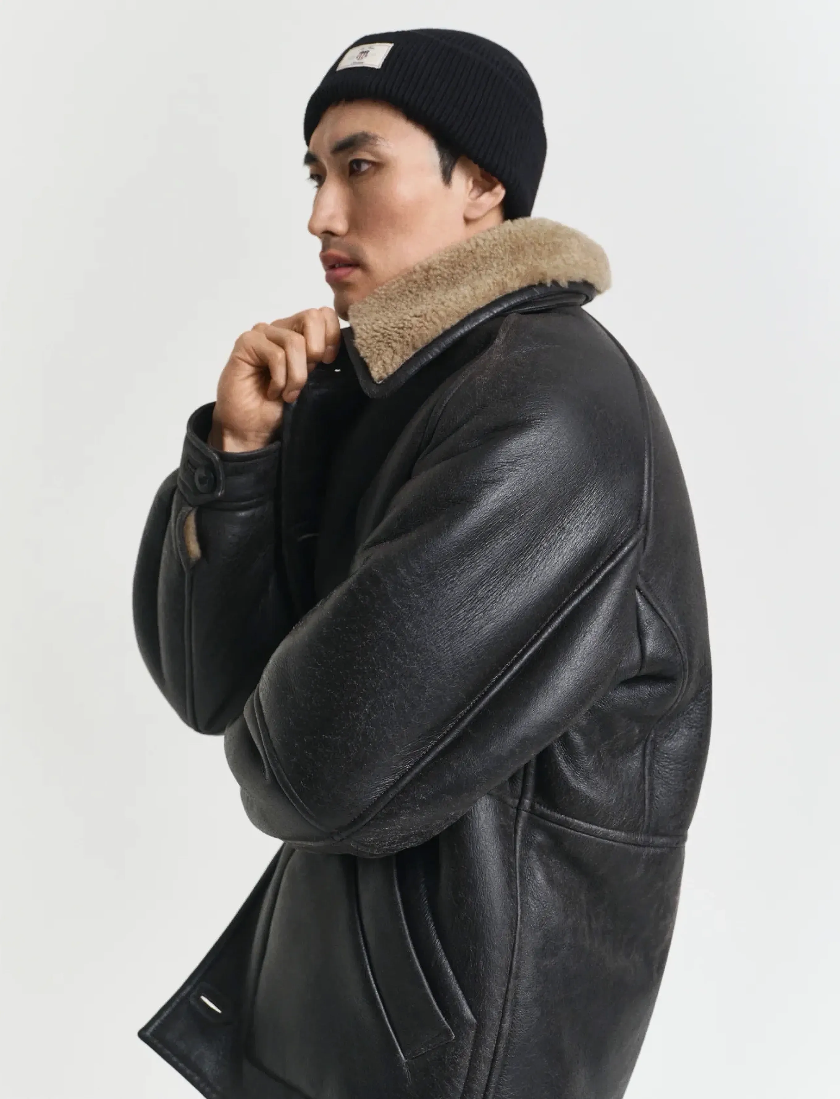 GANT COTTON BLEND RIBBED BEANIE - Aksessuaarid - BLACK / black