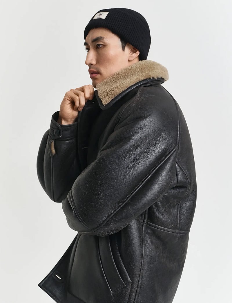 GANT - COTTON BLEND RIBBED BEANIE - shoppa efter tillfälle - black - 0