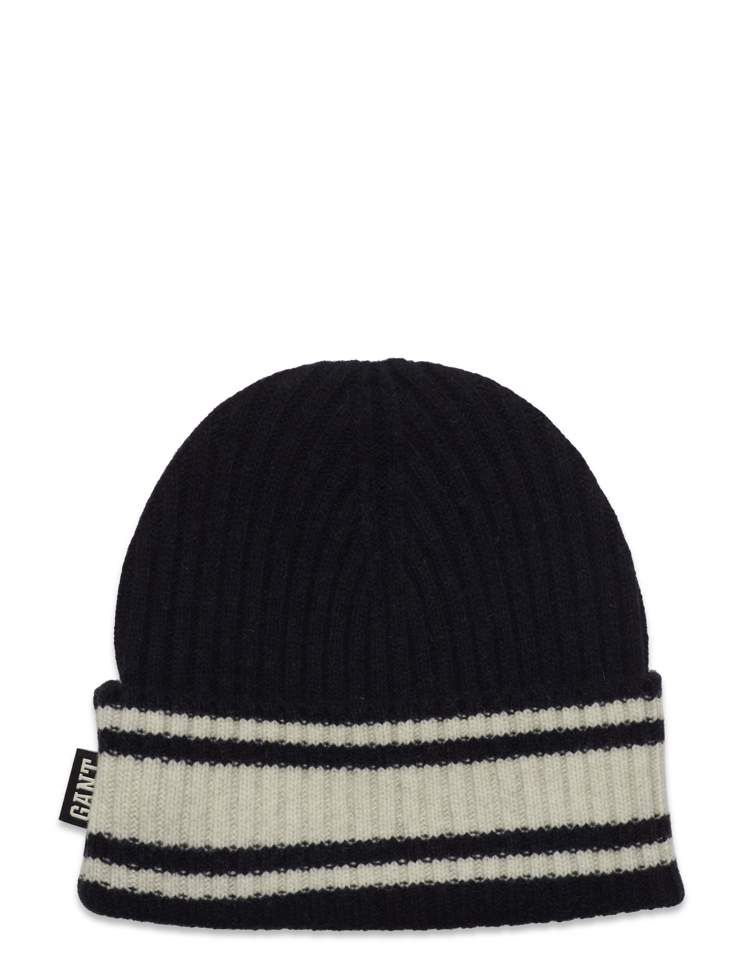 GANT - D1. STRIPED WOOL COLLEGIATE BEANIE - ebony black - 1
