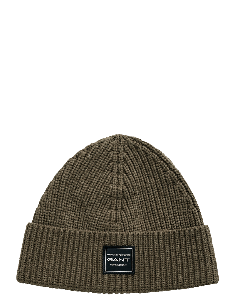 GANT - COTTON RIBBED BEANIE - mössor & kepsar - juniper green - 1