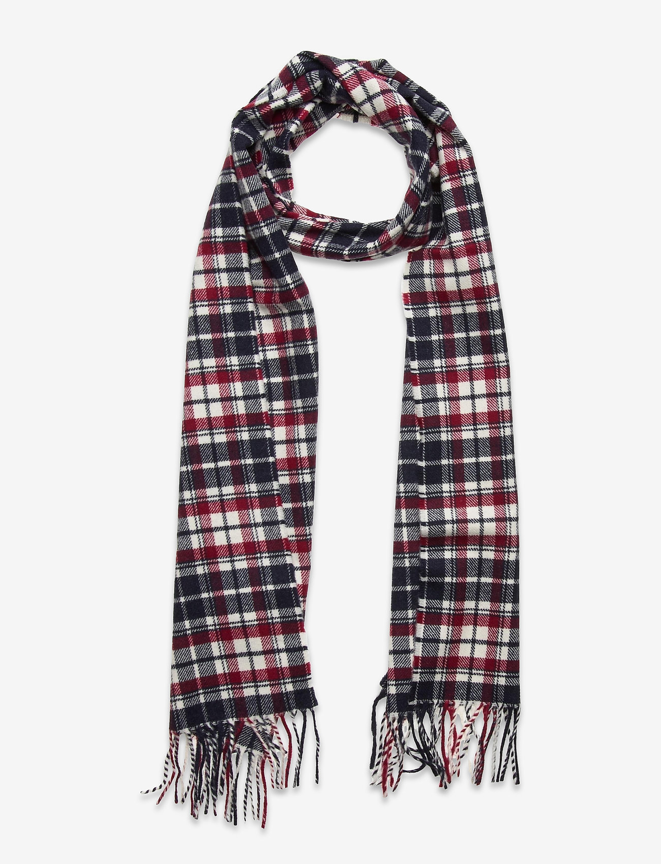 GANT - D1. CHECKED TWILL WOOL SCARF - mahogny red - 0