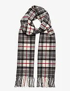 D1. CHECKED WOOL TWILL SCARF - CHARCOAL MELANGE
