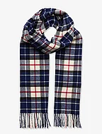 D1. CHECKED WOOL TWILL SCARF - DEEP BLUE