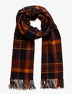D2. WOOL CHECK SCARF - RED SPICE