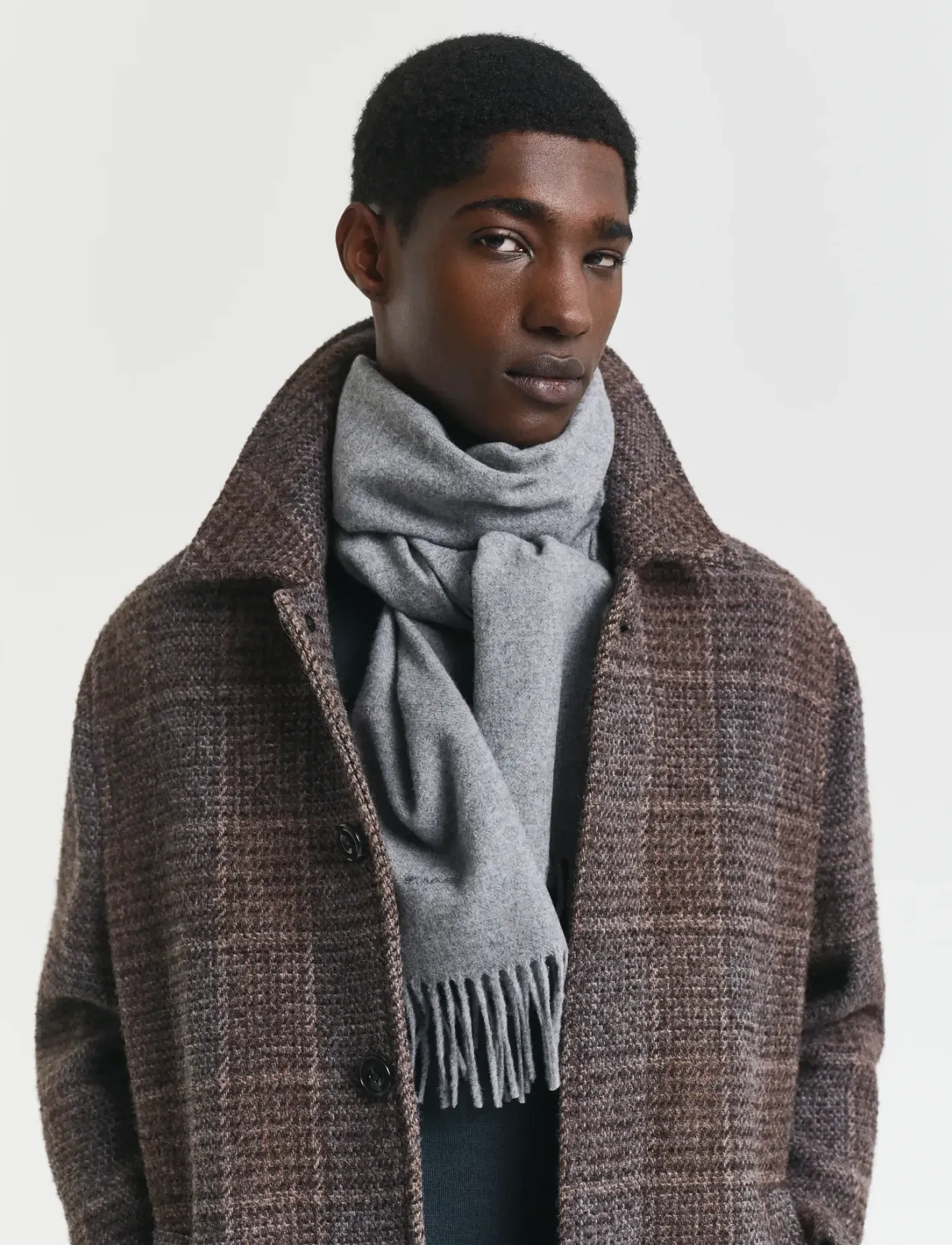 GANT UNISEX. WOOL SCARF - Inspiration - DARK GREY MELANGE / grey
