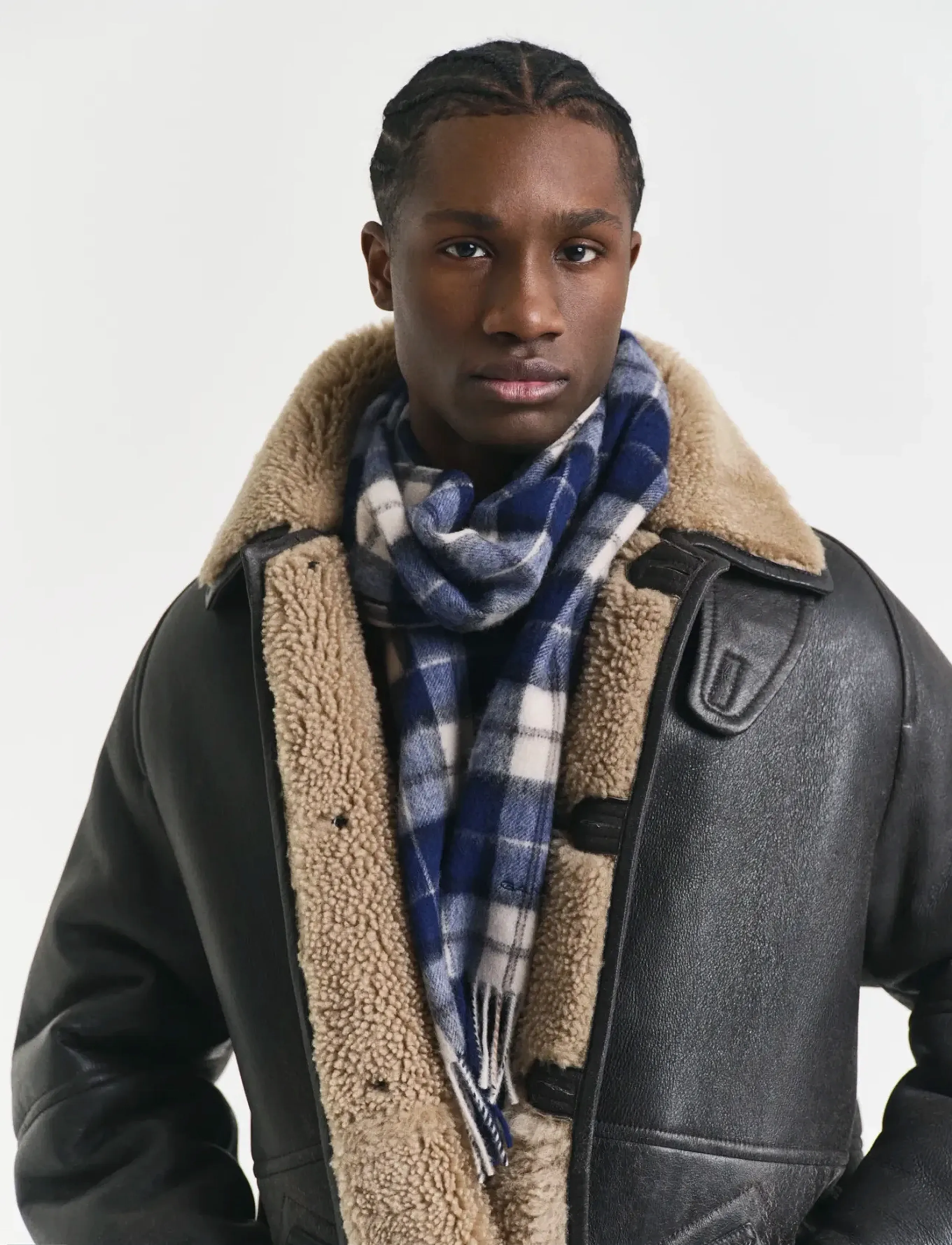 Gant Wool Checked Scarf, One Size, Blue, Tørklæder > Vintertørklæder, Herre
