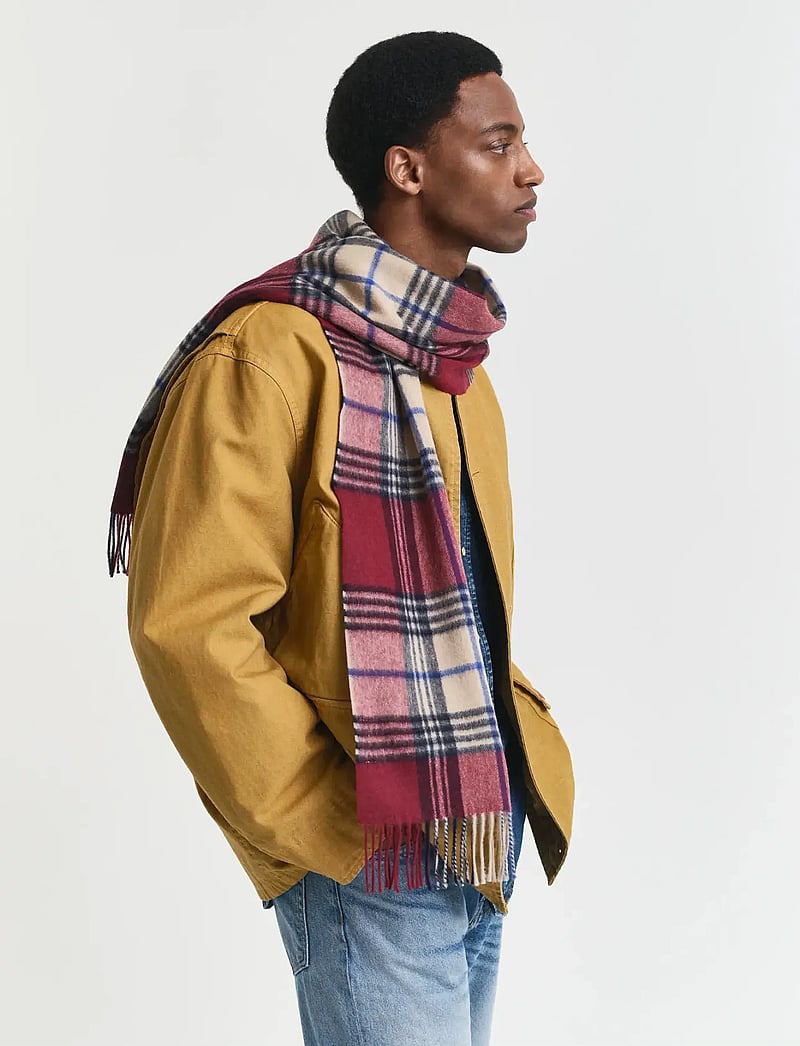GANT - WOOL CHECKED SCARF - talvesallid - plumped red - 0