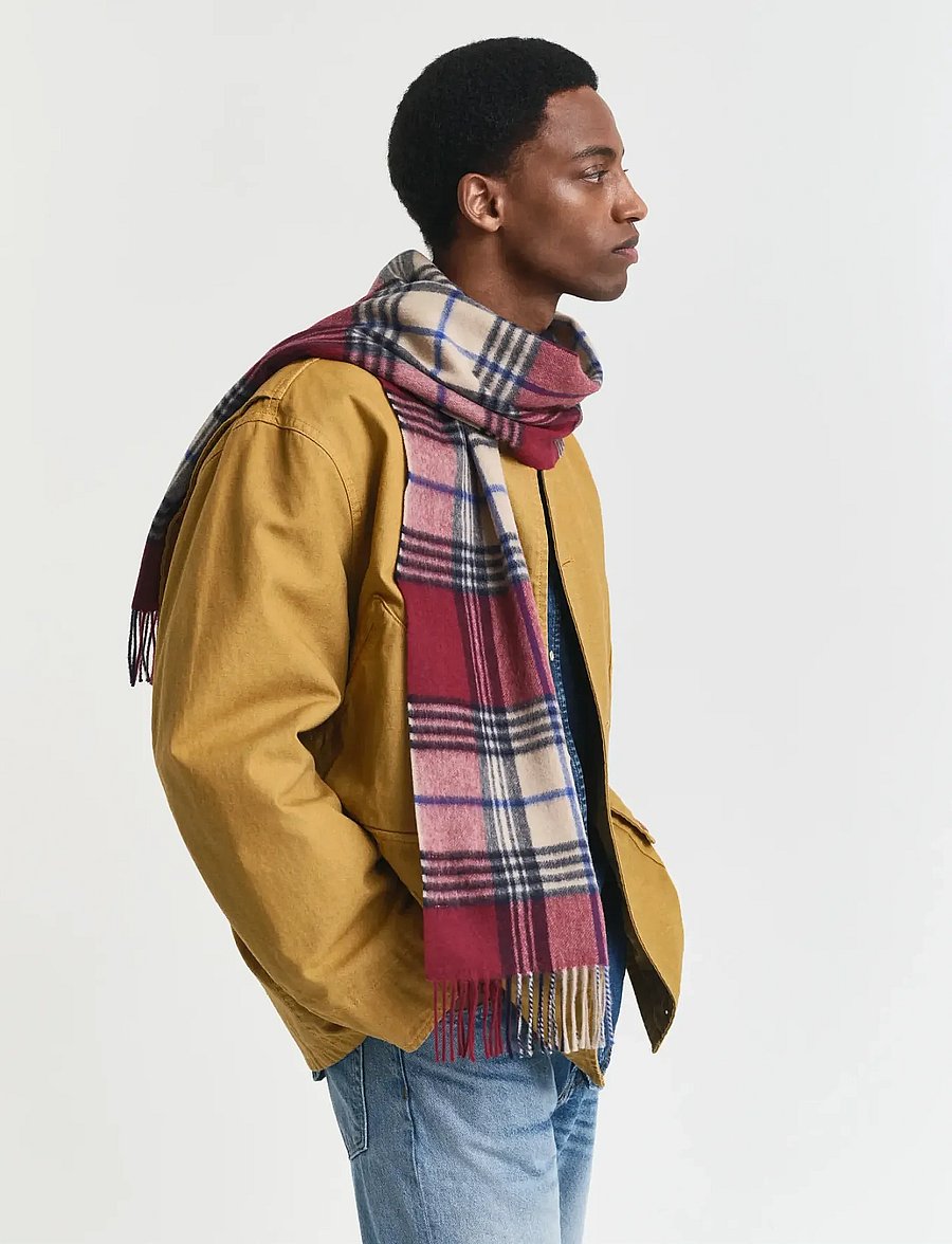 Gant - WOOL CHECKED SCARF - talvesallid - plumped red - 0