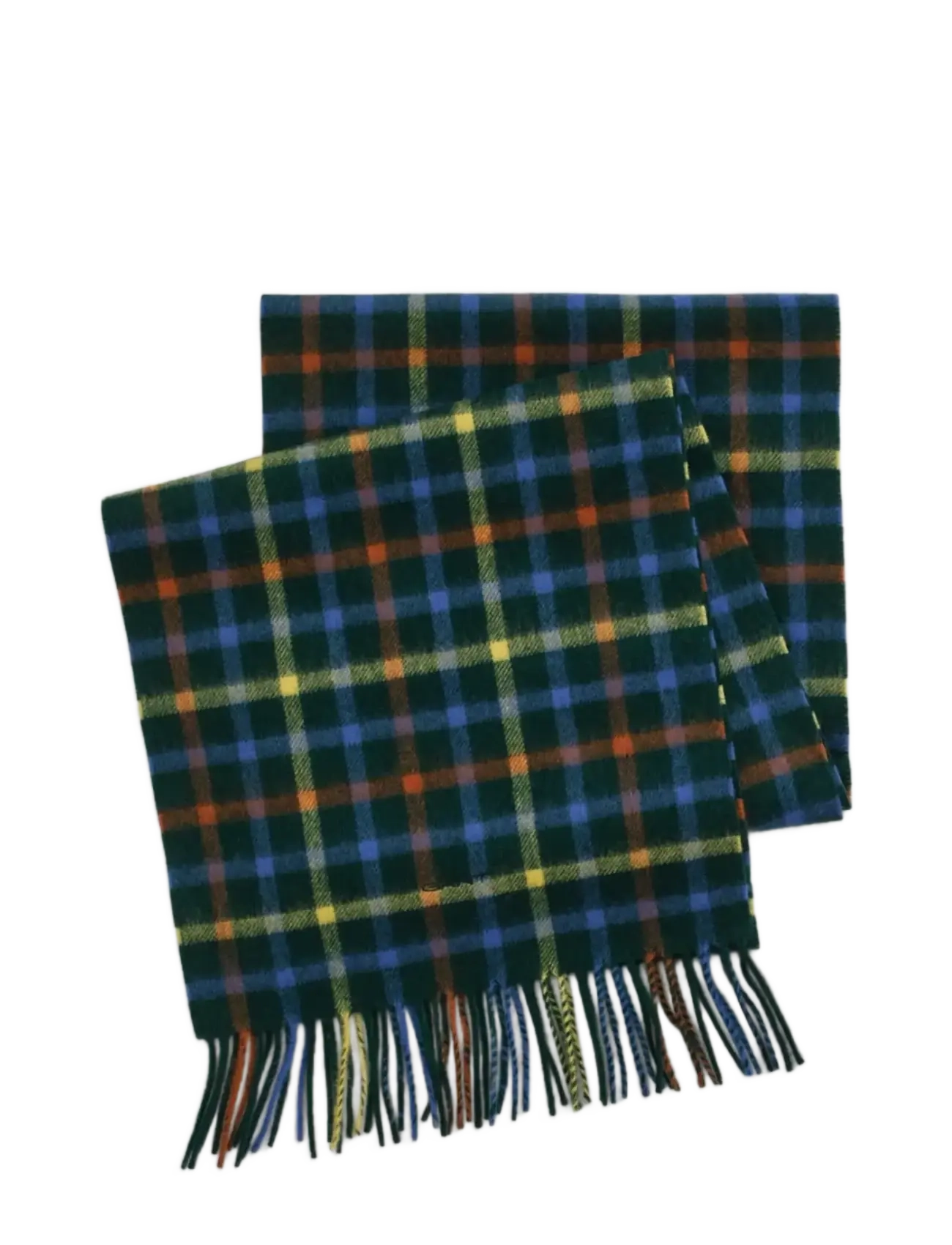 WOOL CHECKED SCARF - TARTAN GREEN