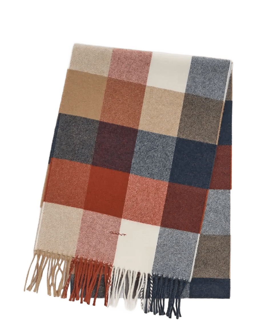 Gant - WOOL MULTI CHECKED SCARF - talvesallid - modern rust - 0