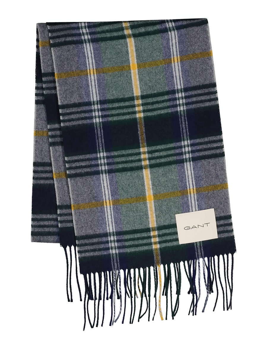 Gant - CHECKED WOOL SCARF - winter scarves - marine - 1