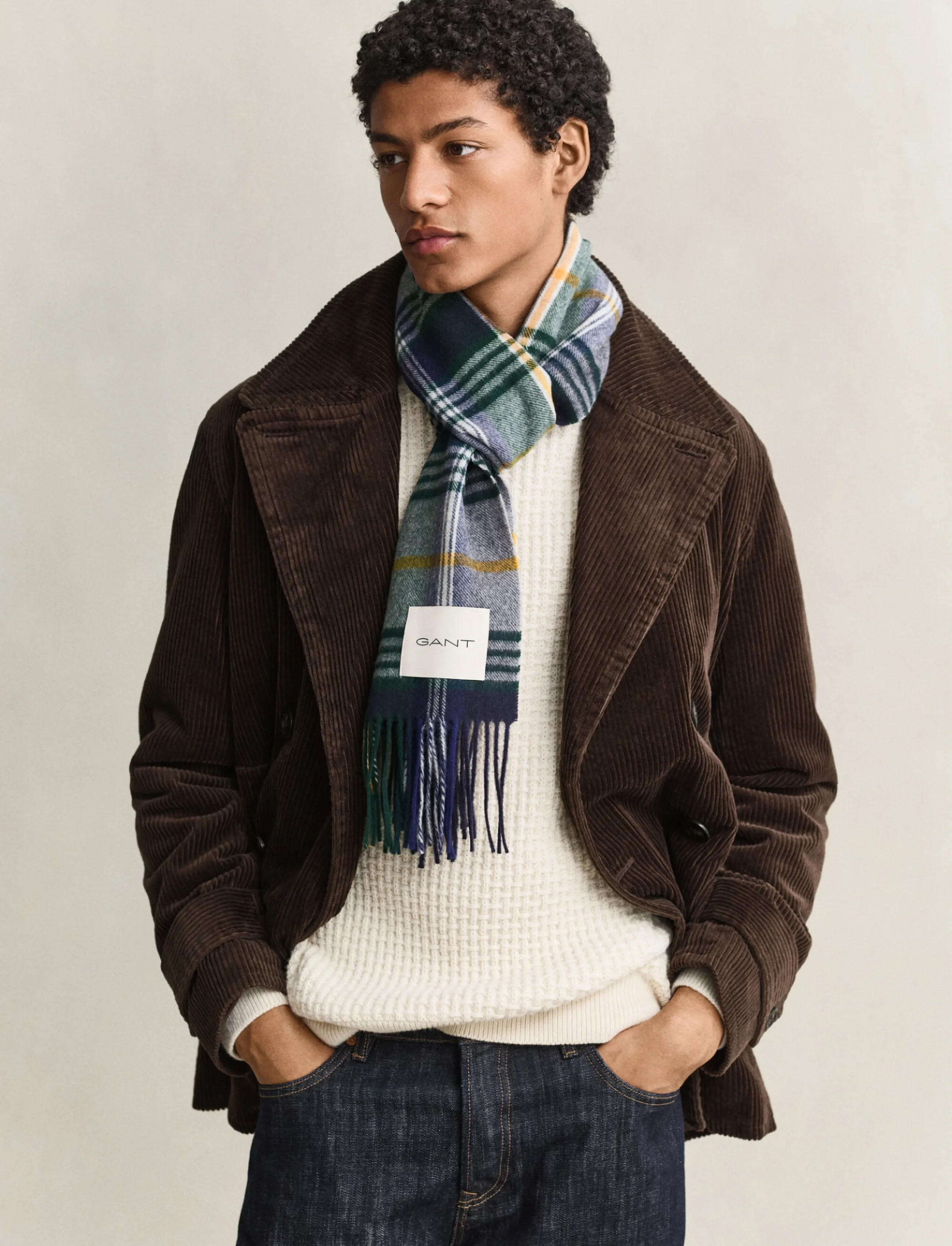 Gant - CHECKED WOOL SCARF - marine - 2