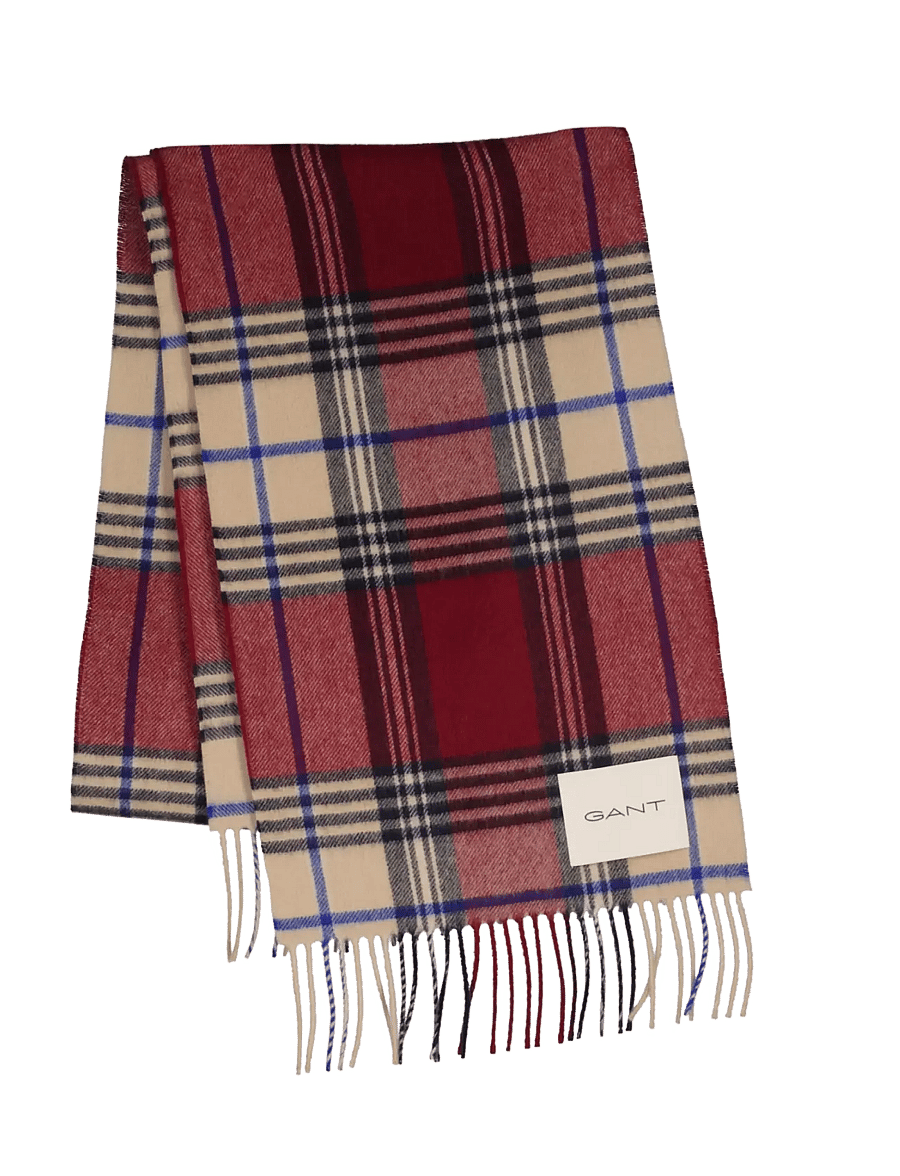 Gant - CHECKED WOOL SCARF - talvesallid - plumped red - 0