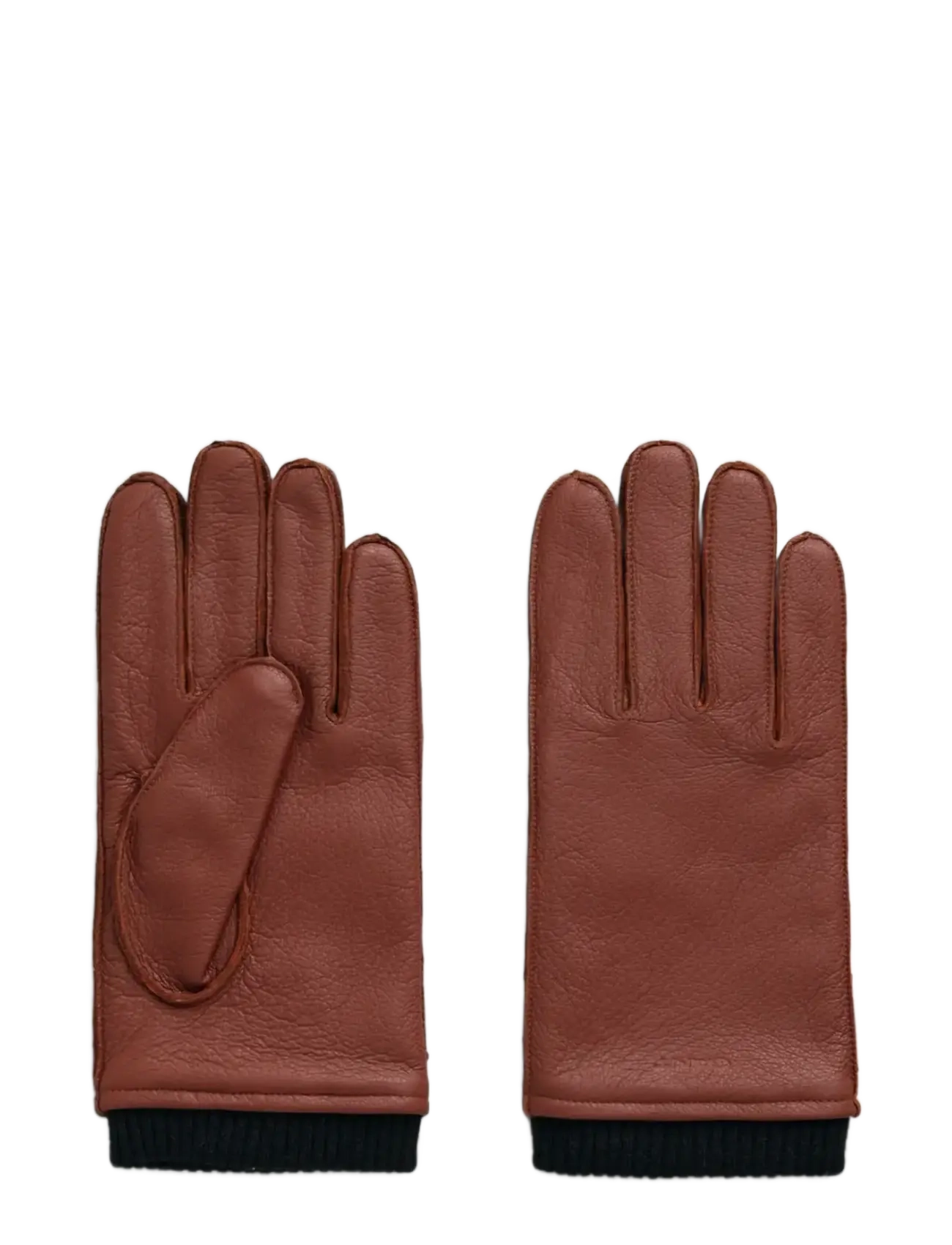 CASHMERE LINED LEATHER GLOVES - COGNAC BROWN
