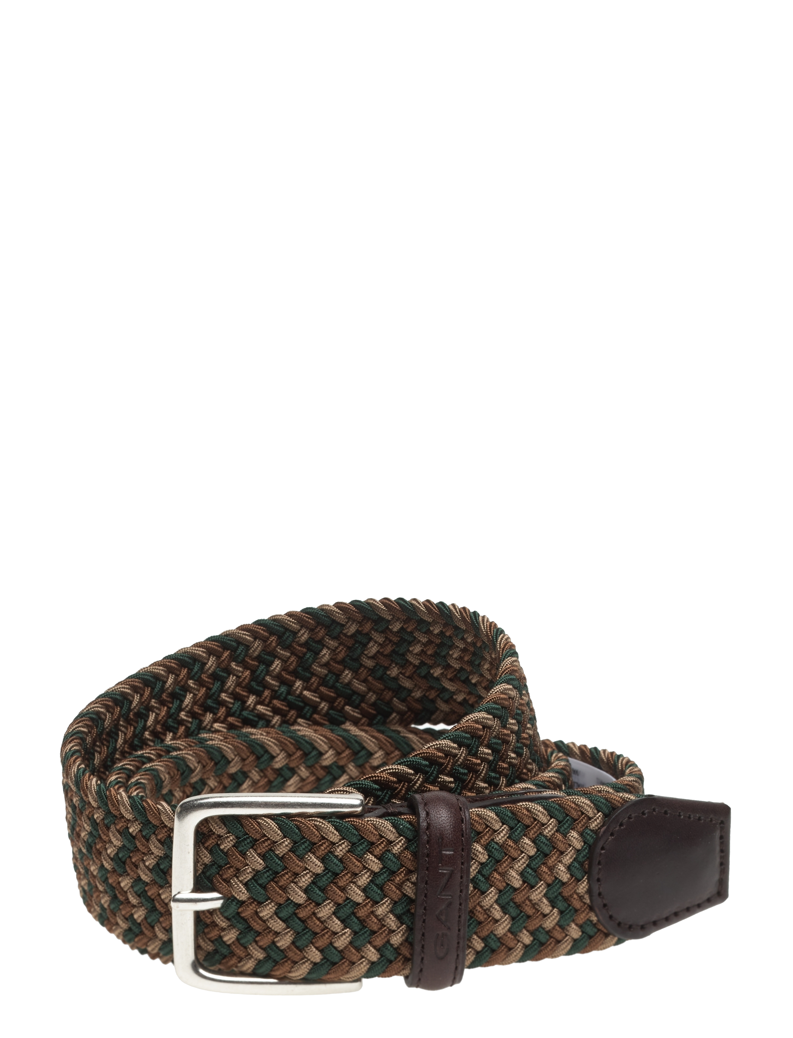 D1. PATTERNED ELASTIC BRAID BELT - ROASTED WALNUT