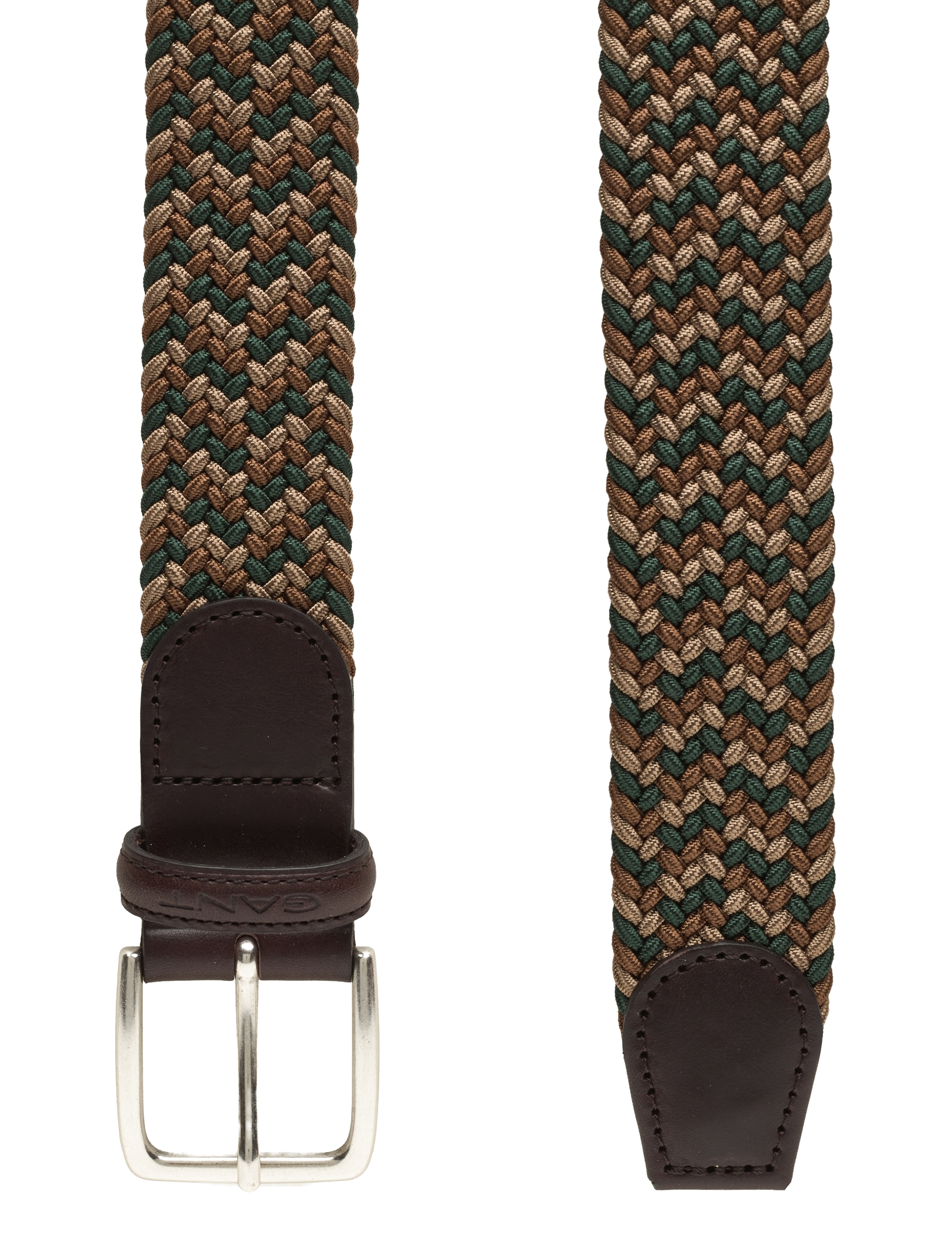 GANT - D1. PATTERNED ELASTIC BRAID BELT - roasted walnut - 1