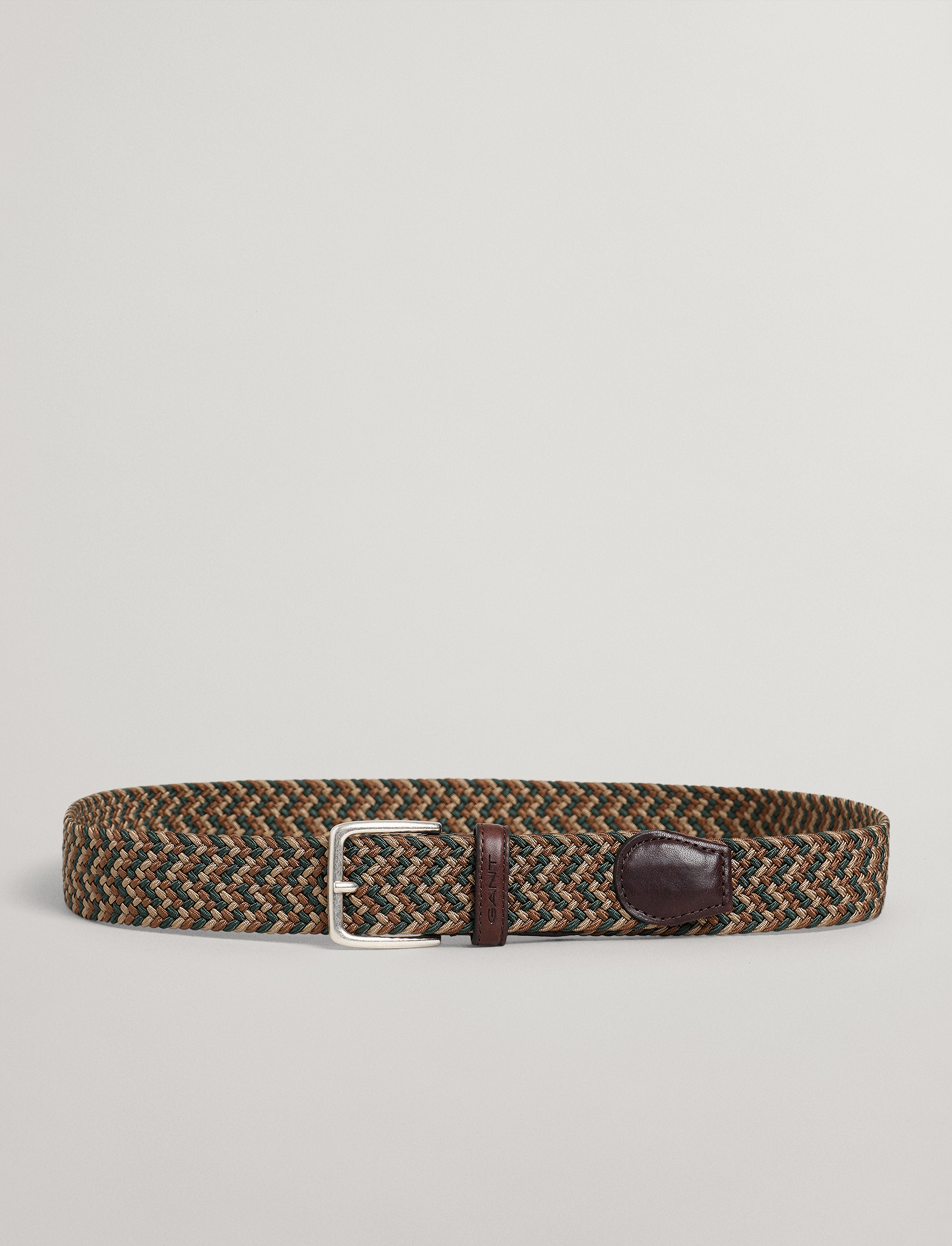GANT - D1. PATTERNED ELASTIC BRAID BELT - roasted walnut - 3