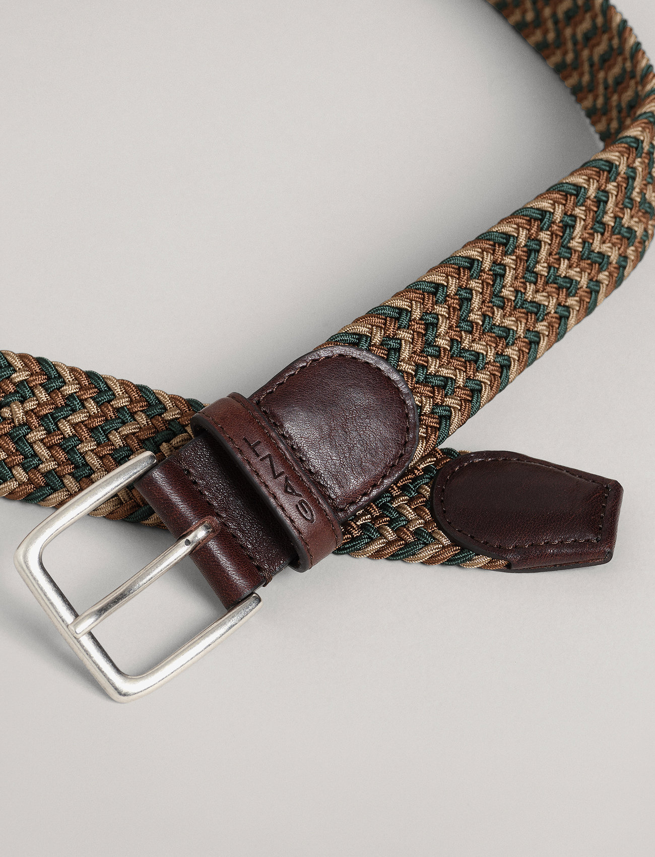 GANT - D1. PATTERNED ELASTIC BRAID BELT - roasted walnut - 4