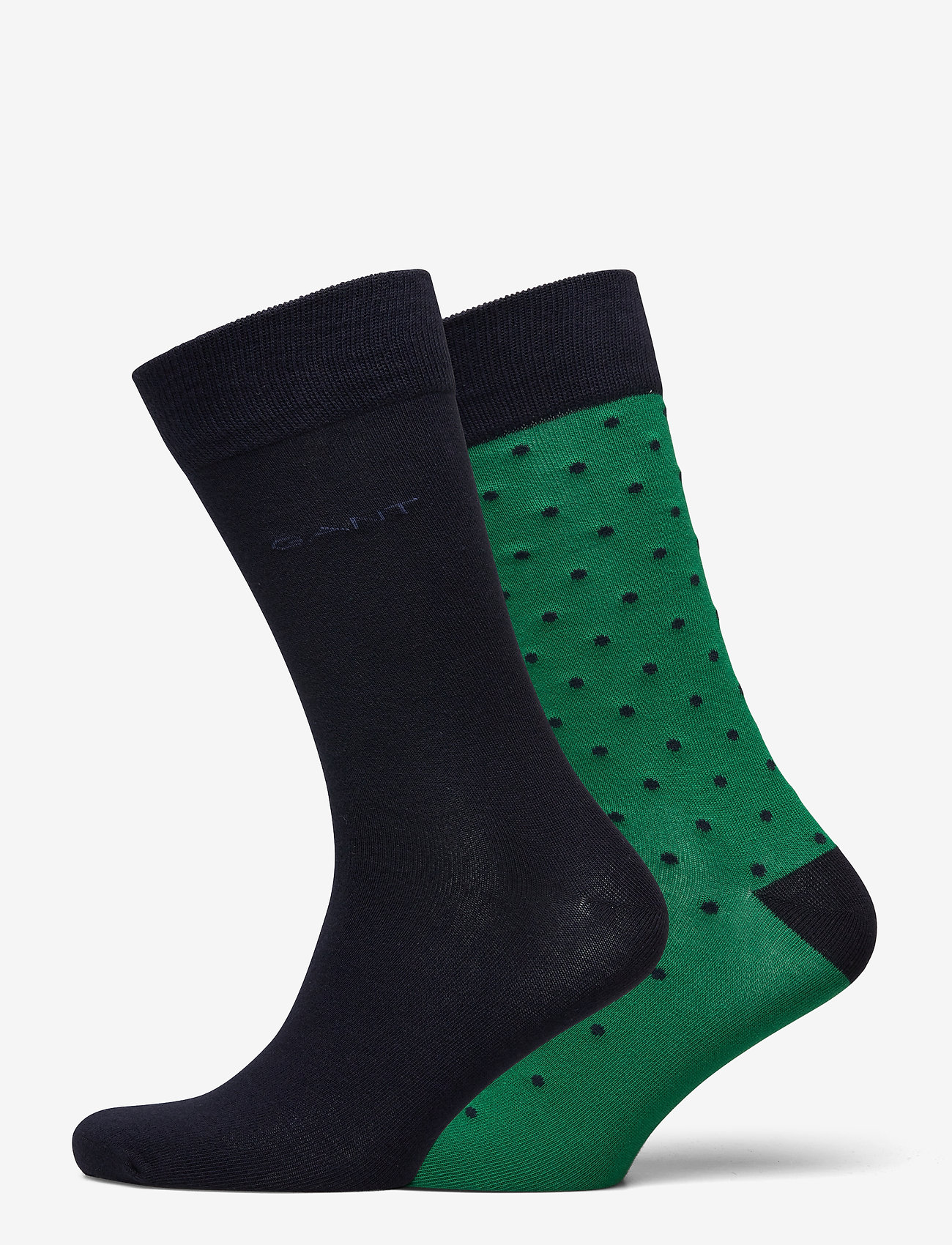 2-PACK SOLID AND DOT SOCKS - KELLY GREEN