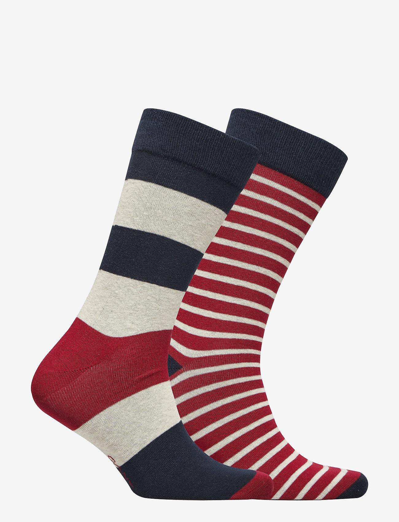 GANT - D1. 2-PACK STRIPED SOCKS - mahogny red - 1