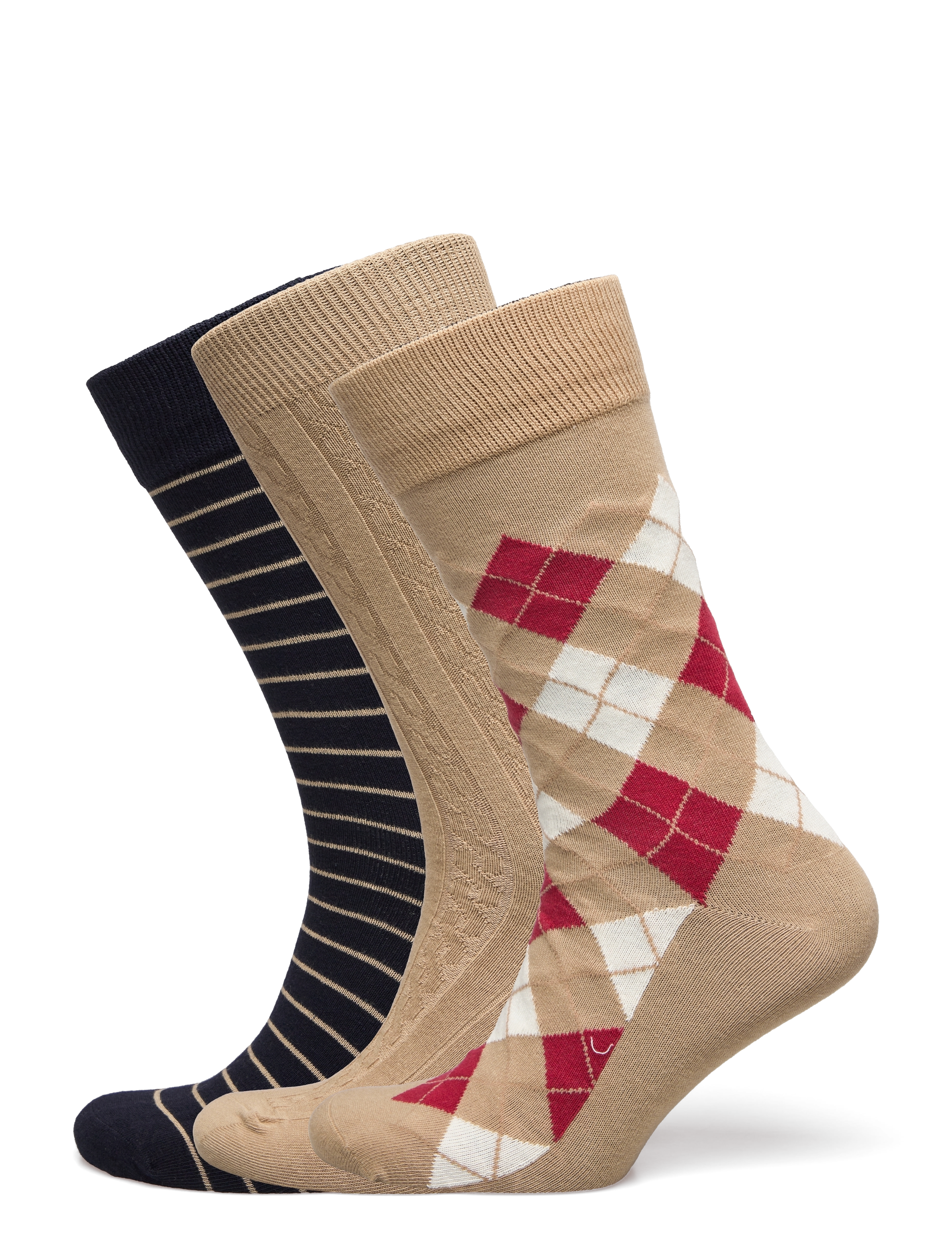 GANT - D1. ARGYLE SOCKS 3-PACK - hazelwood beige - 0