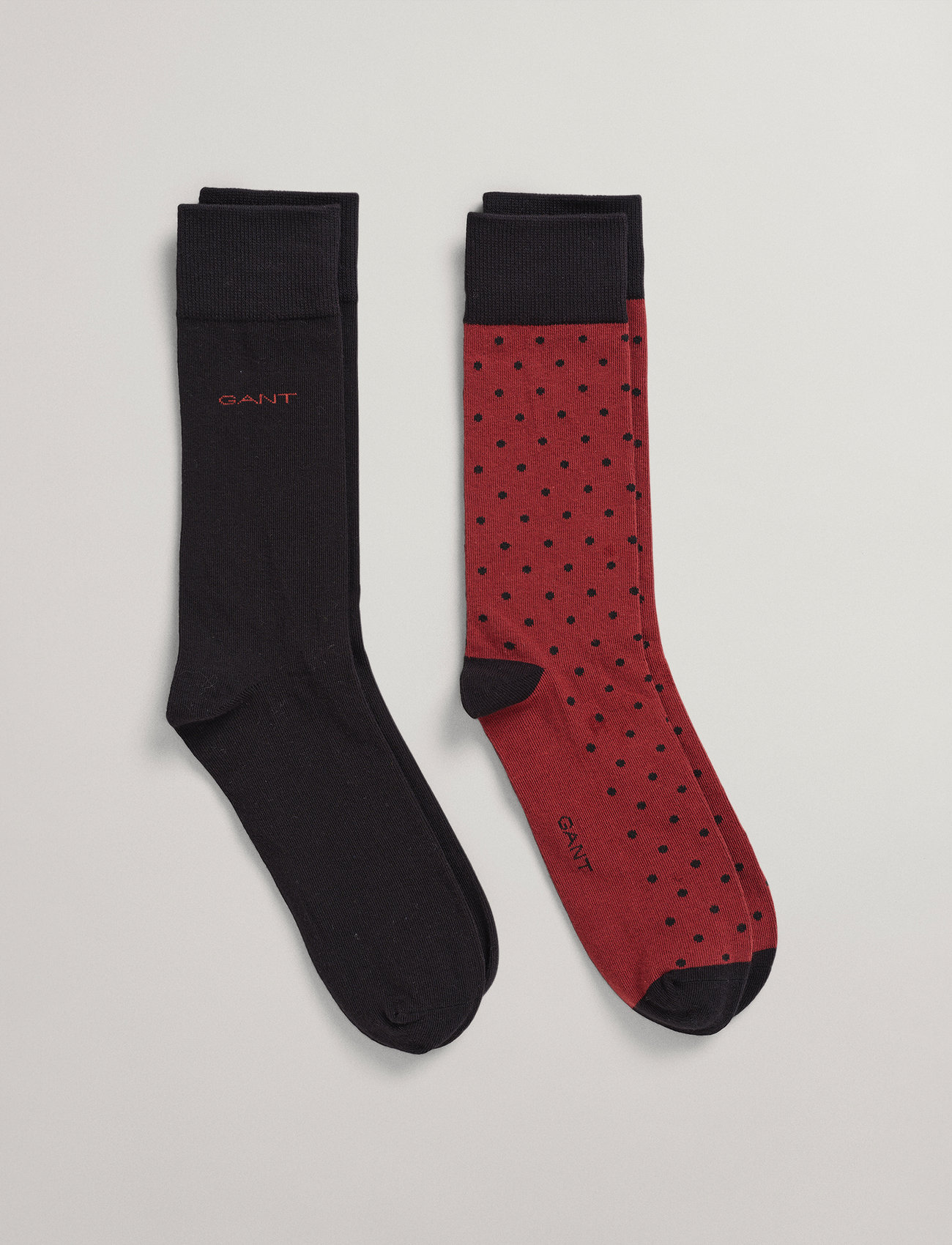 GANT - SOLID AND DOT SOCKS 2-PACK - burgundy - 1