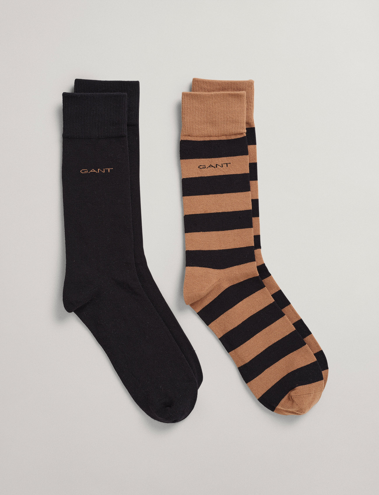 GANT - BARSTRIPE AND SOLID SOCKS 2-PACK - roasted walnut - 1