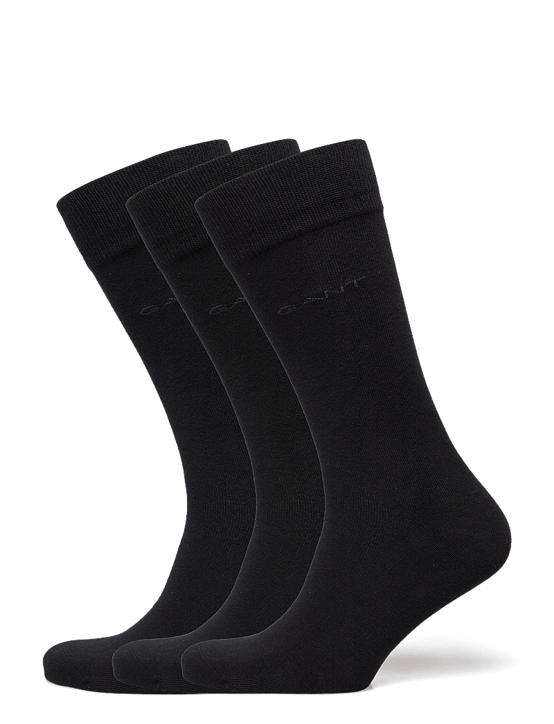 GANT - SOFT COTTON SOCKS 3-PACK - vanliga strumpor - black - 0