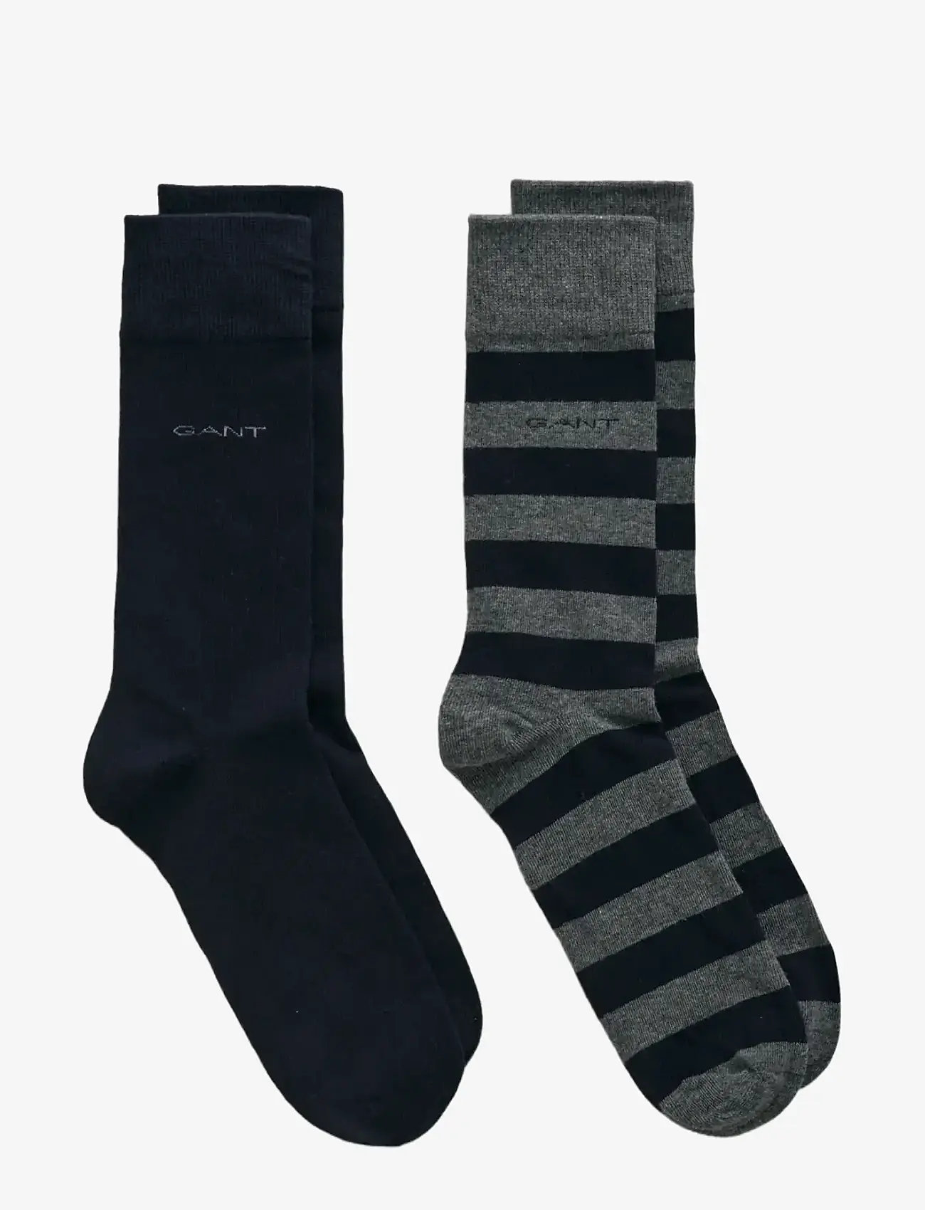 GANT - BARSTRIPE AND SOLID SOCKS 2-PACK - charcoal melange - 0