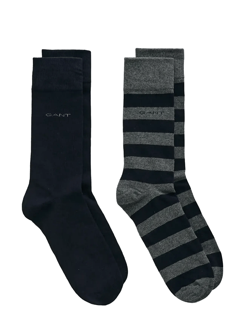 GANT - BARSTRIPE AND SOLID SOCKS 2-PACK - charcoal melange - 0