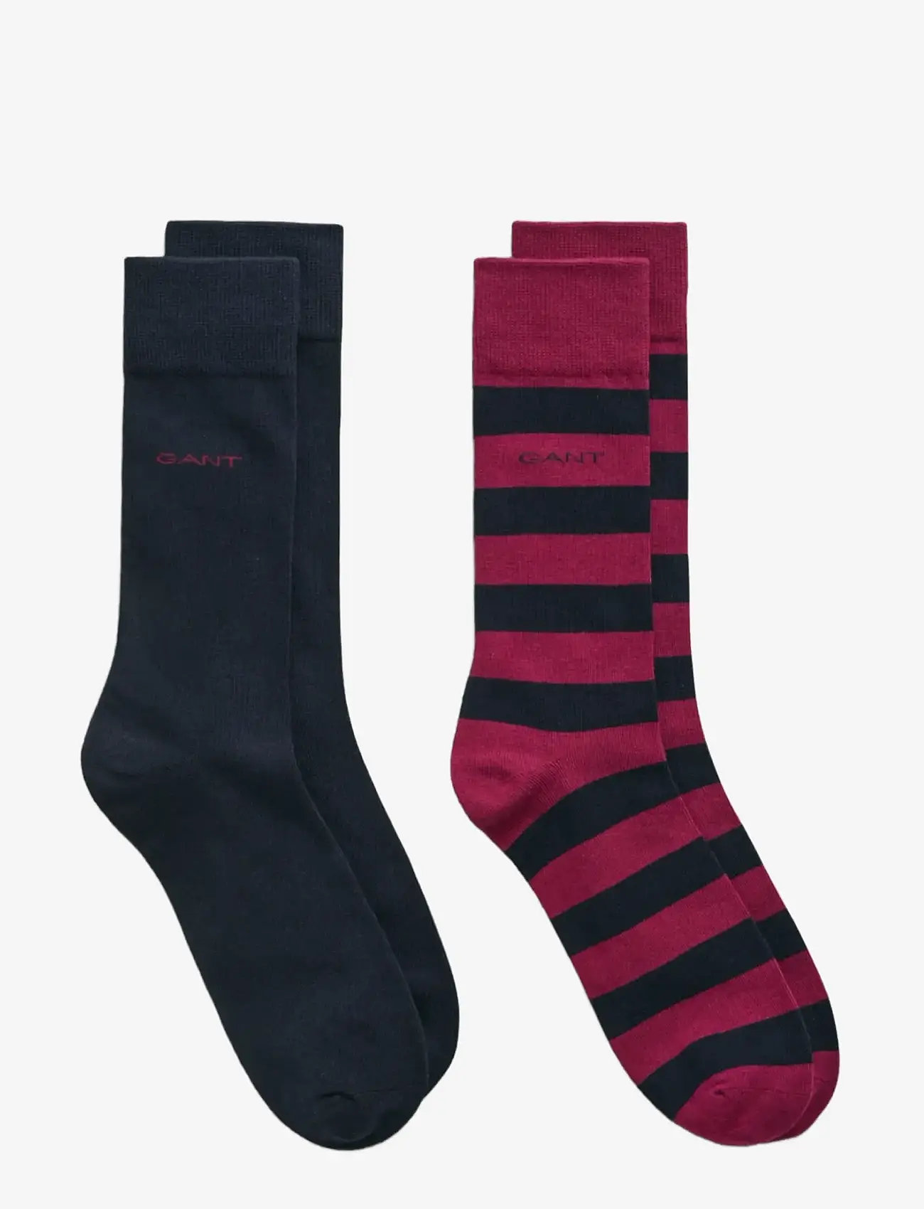 GANT - BARSTRIPE AND SOLID SOCKS 2-PACK - rich wine - 0