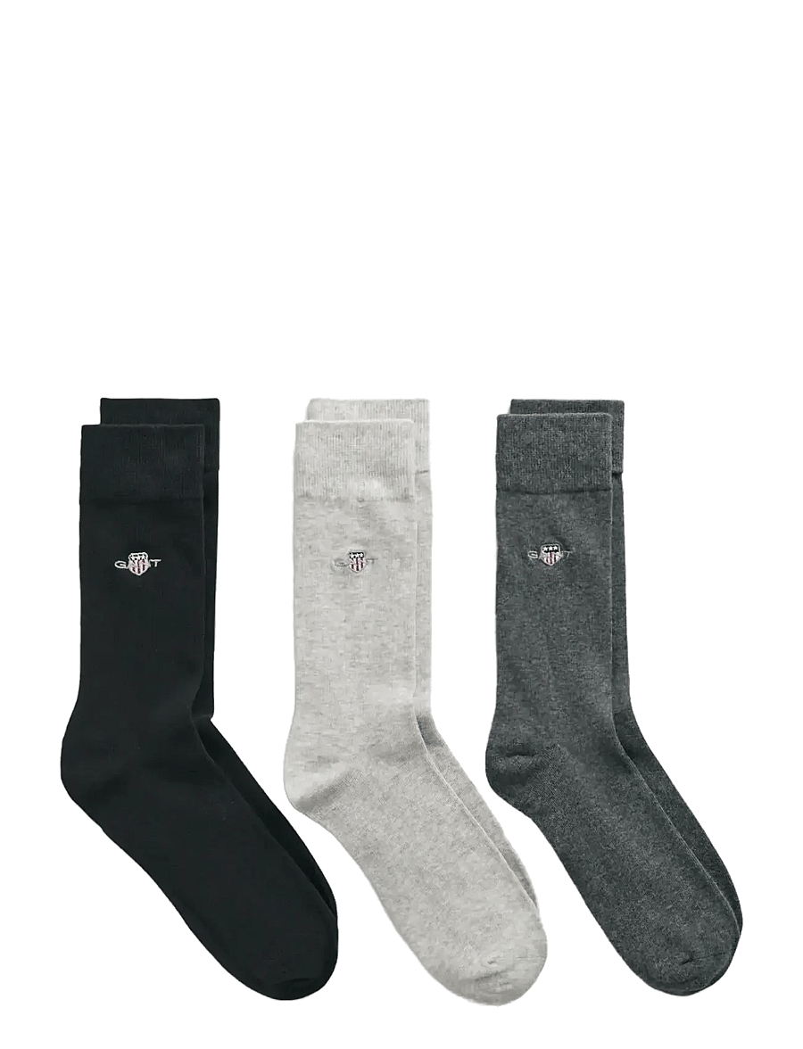 Gant - 3-Pack Shield Socks - klassikalised sokid - charcoal melange - 0