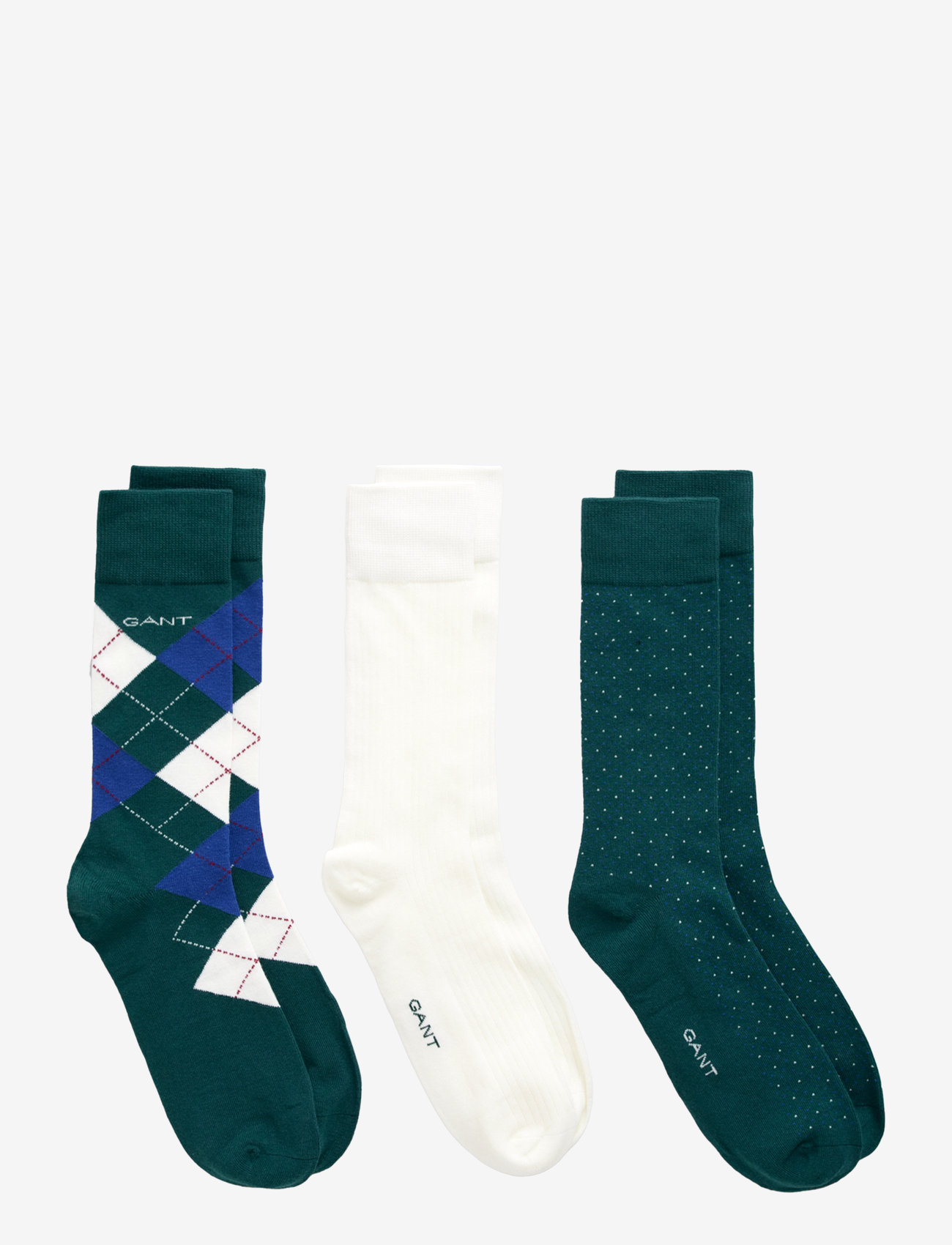 GANT - ARGYLE SOCKS 3-PACK GIFT BOX - deep forest - 0