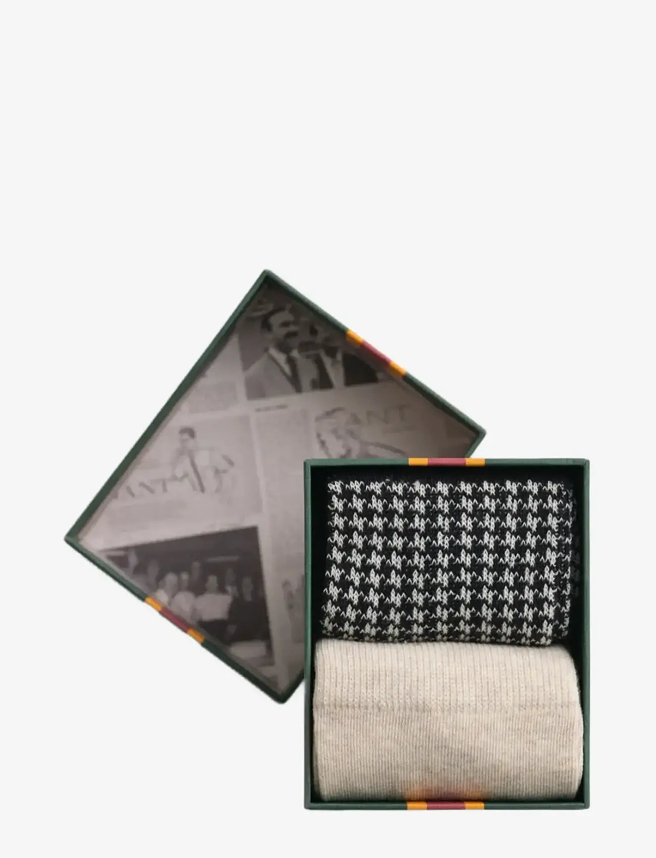 GANT - HOUNDSTOOTH PATTERN SOCKS 2-P GB - crew socks - black - 0