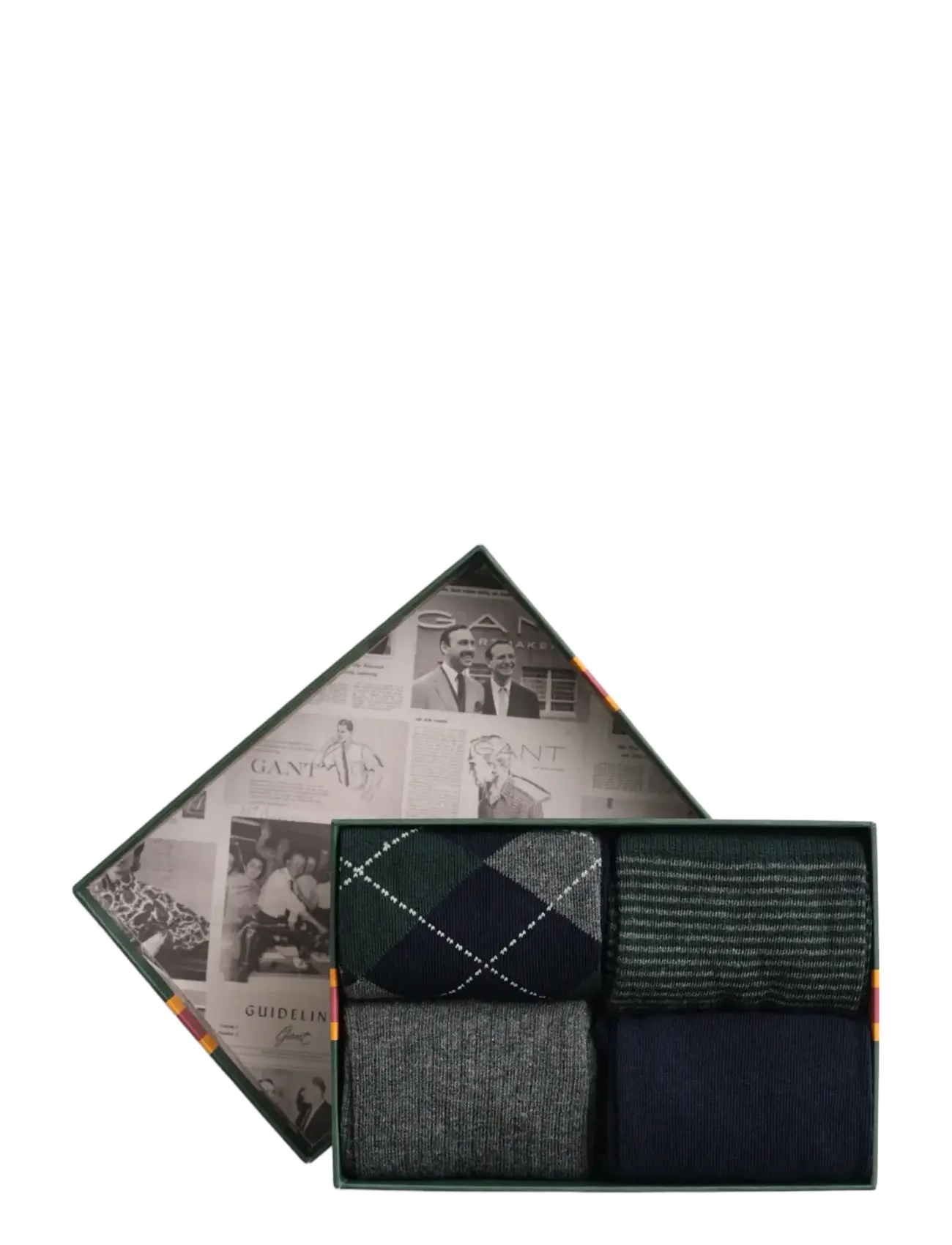 GANT ARGYLE AND STRIPE SOCKS 4-PACK GB - Underwear - MARINE / multi