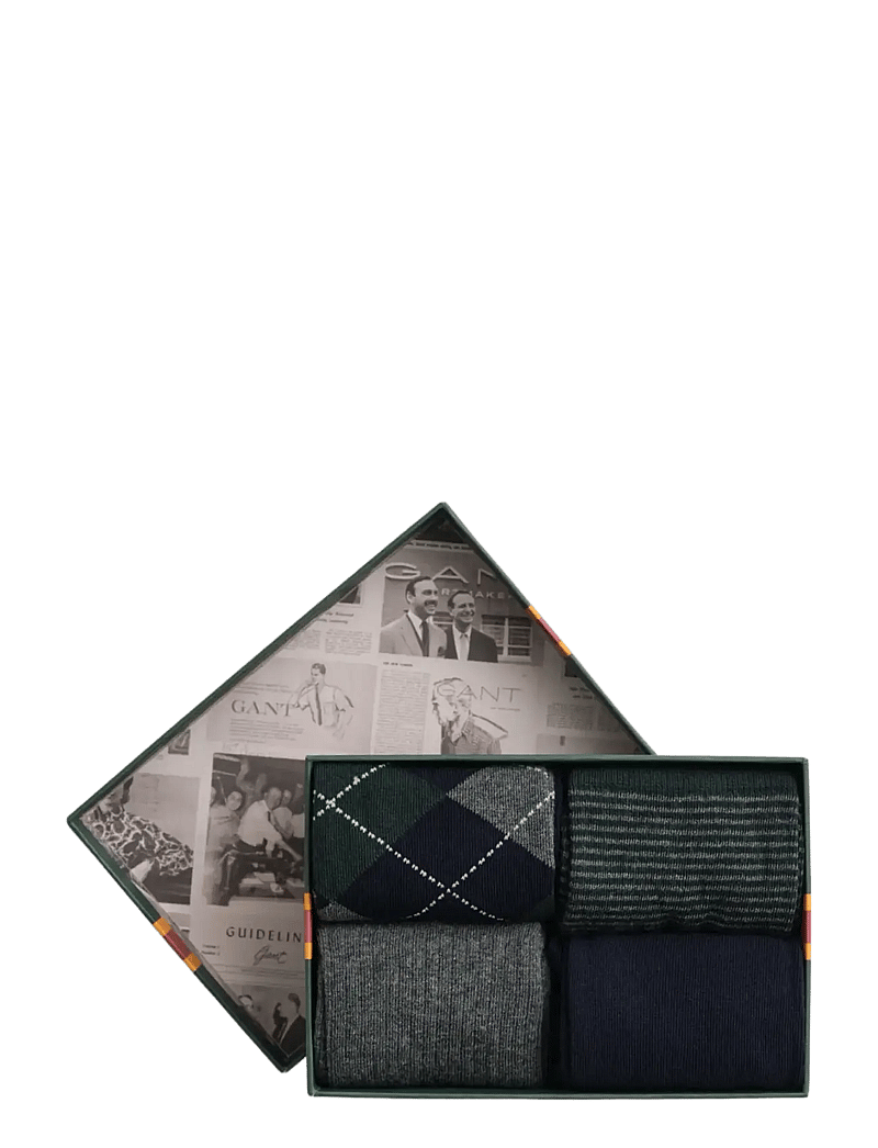 GANT - ARGYLE AND STRIPE SOCKS 4-PACK GB - crew-socken - marine - 0