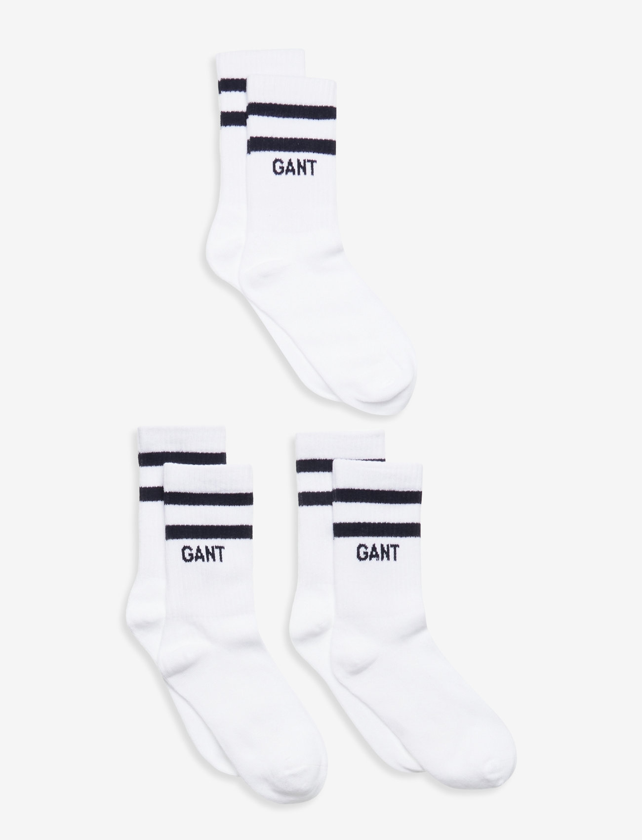 GANT - SPORT SOCKS 3-PACK - sokid - white - 0