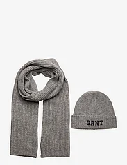 GANT - BEANIE SCARF GIFT SET - winter scarves - grey melange - 2