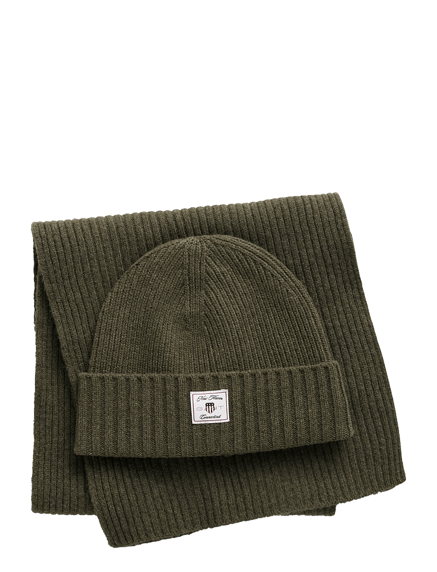 Gant - BEANIE SCARF GIFT SET - osta olukorra järgi - juniper green - 0
