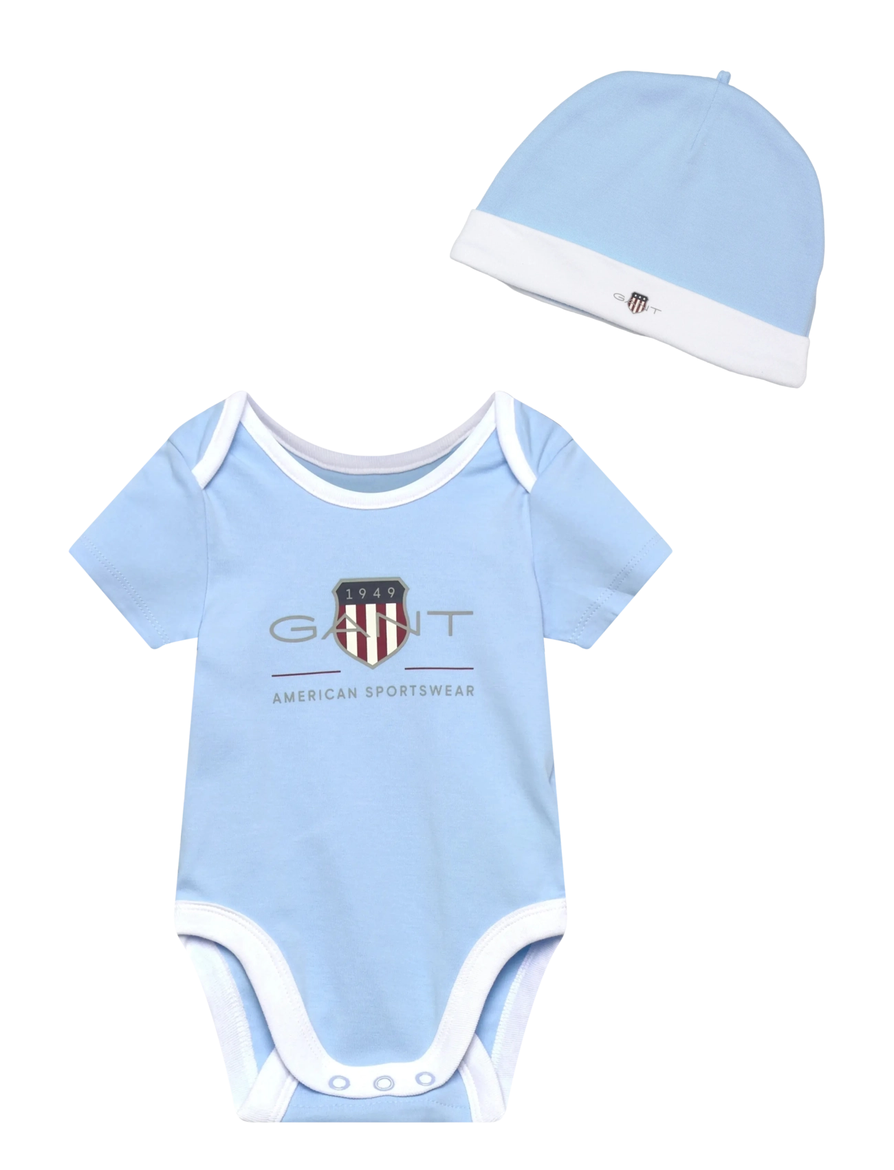 Gant Kids Ss Romper And Hat Set, 98, Blue, Sæt > Sæt Med Krop, Børn